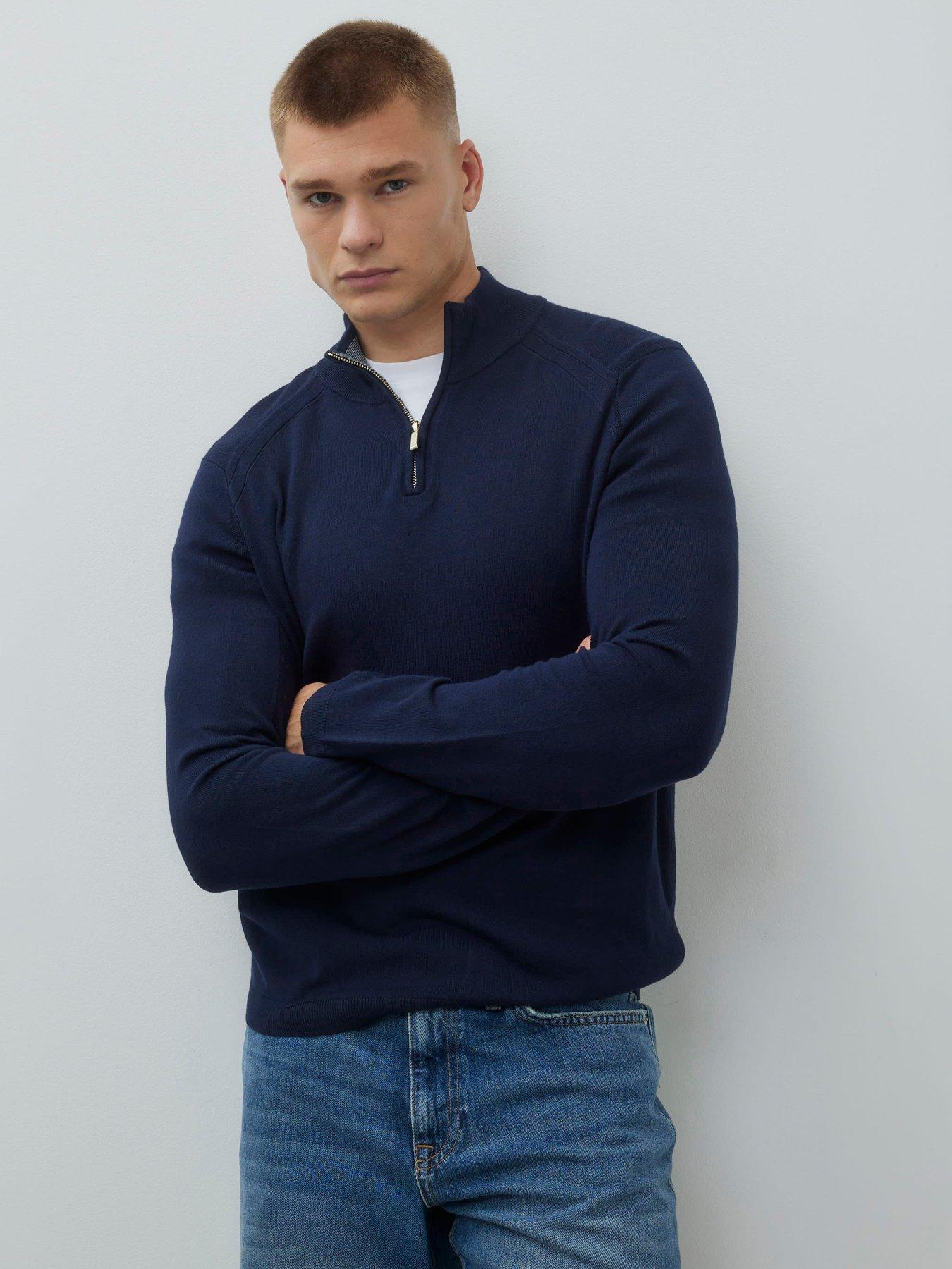 river-island-half-zip-smart-knitted-jumper-navy