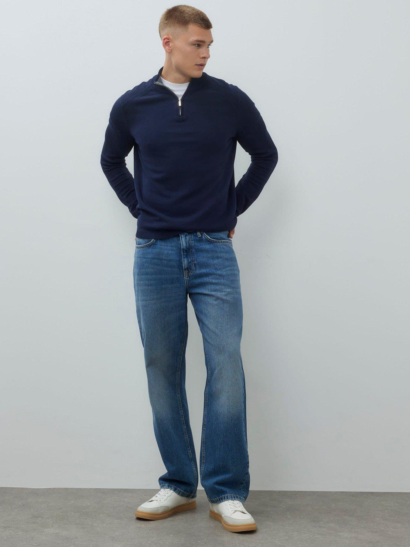 river-island-half-zip-smart-knitted-jumper-navyback