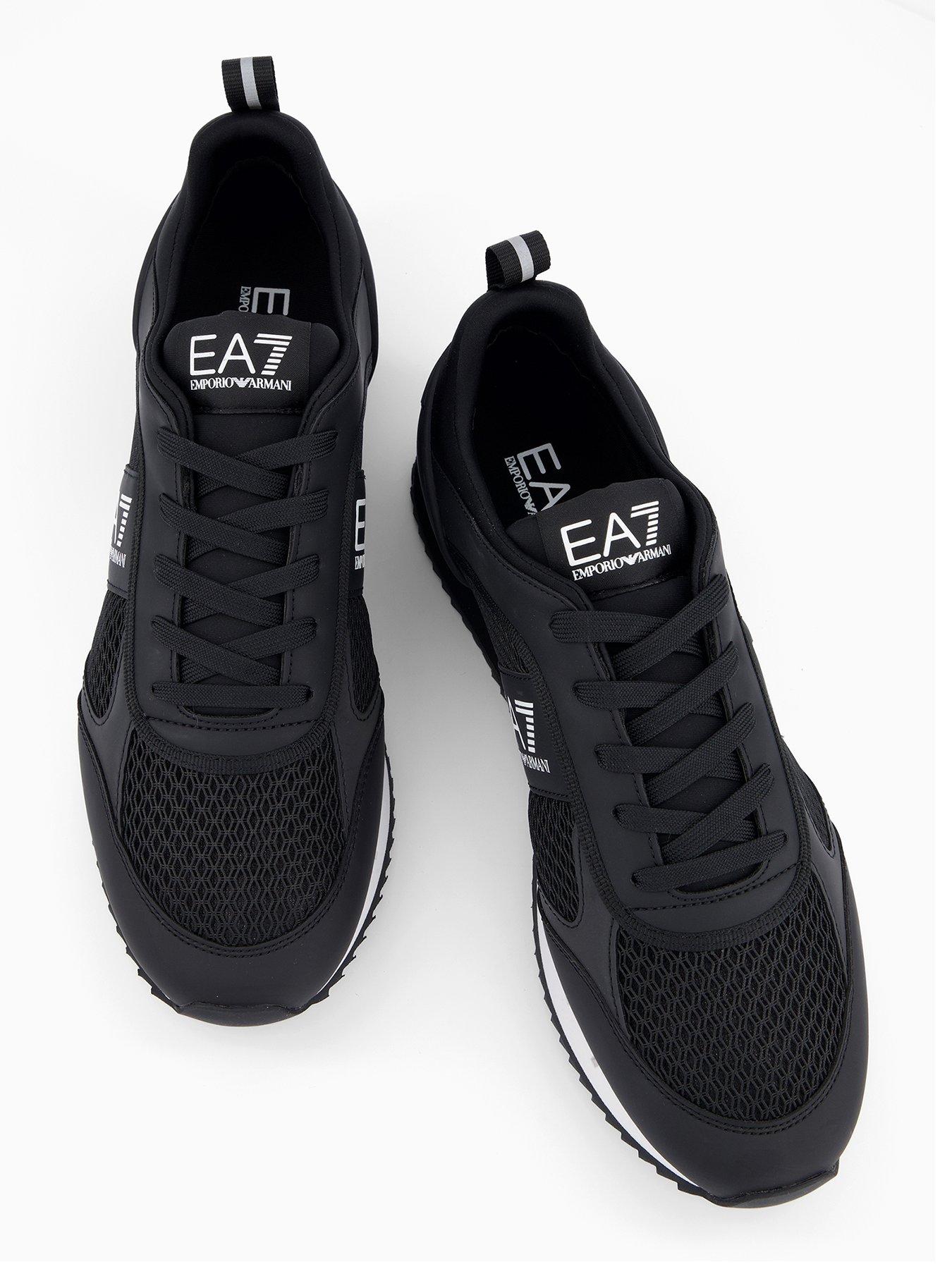 Image 3 of 7 of EA7 Emporio Armani Side Logo Mesh &amp; Pu Runner Trainers - Black