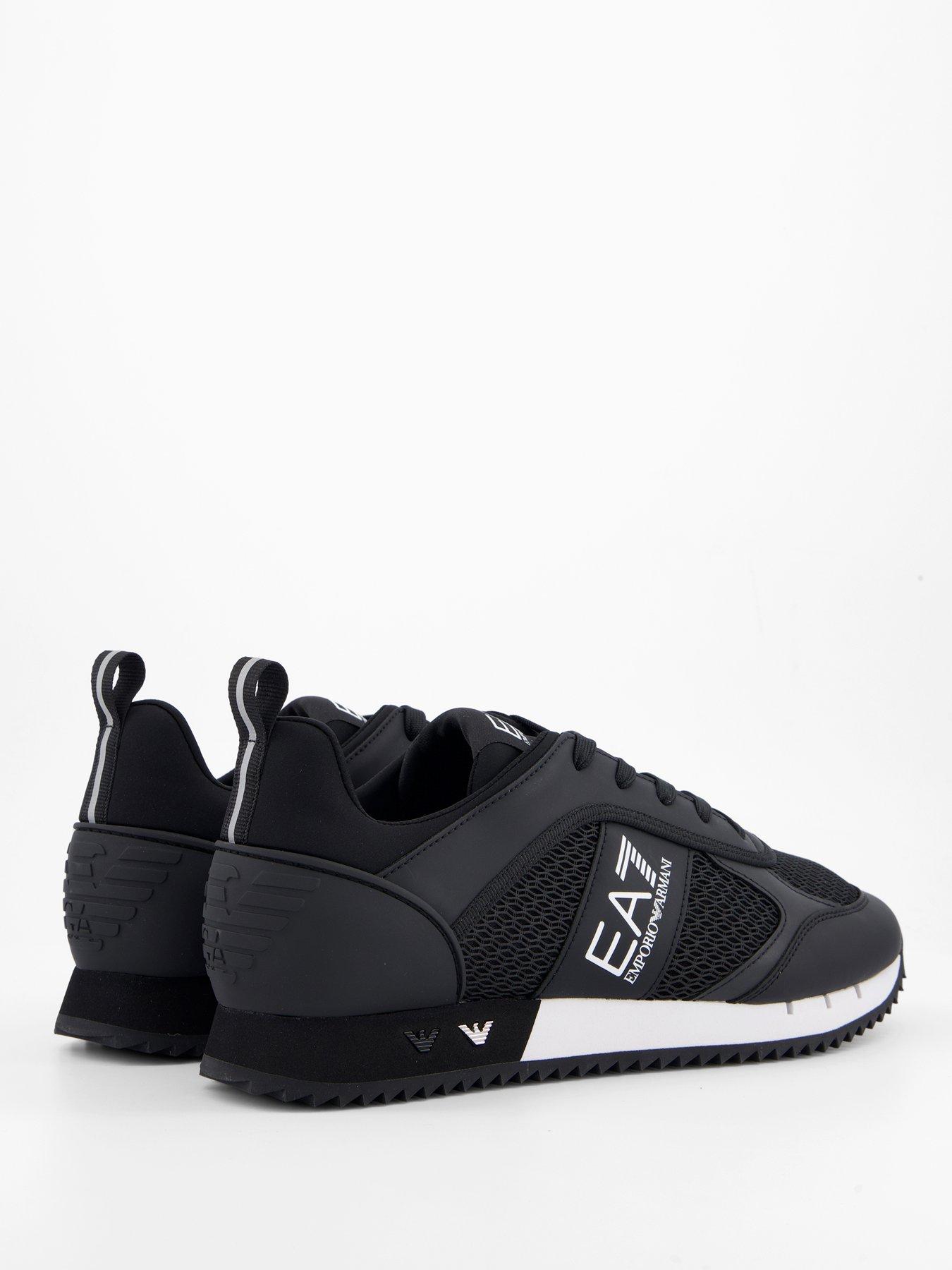 Image 6 of 7 of EA7 Emporio Armani Side Logo Mesh &amp; Pu Runner Trainers - Black