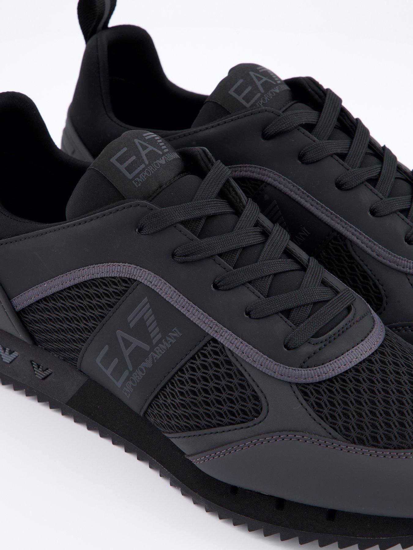 Image 5 of 7 of EA7 Emporio Armani Side Logo Mesh &amp; Pu Runner Trainers - Black