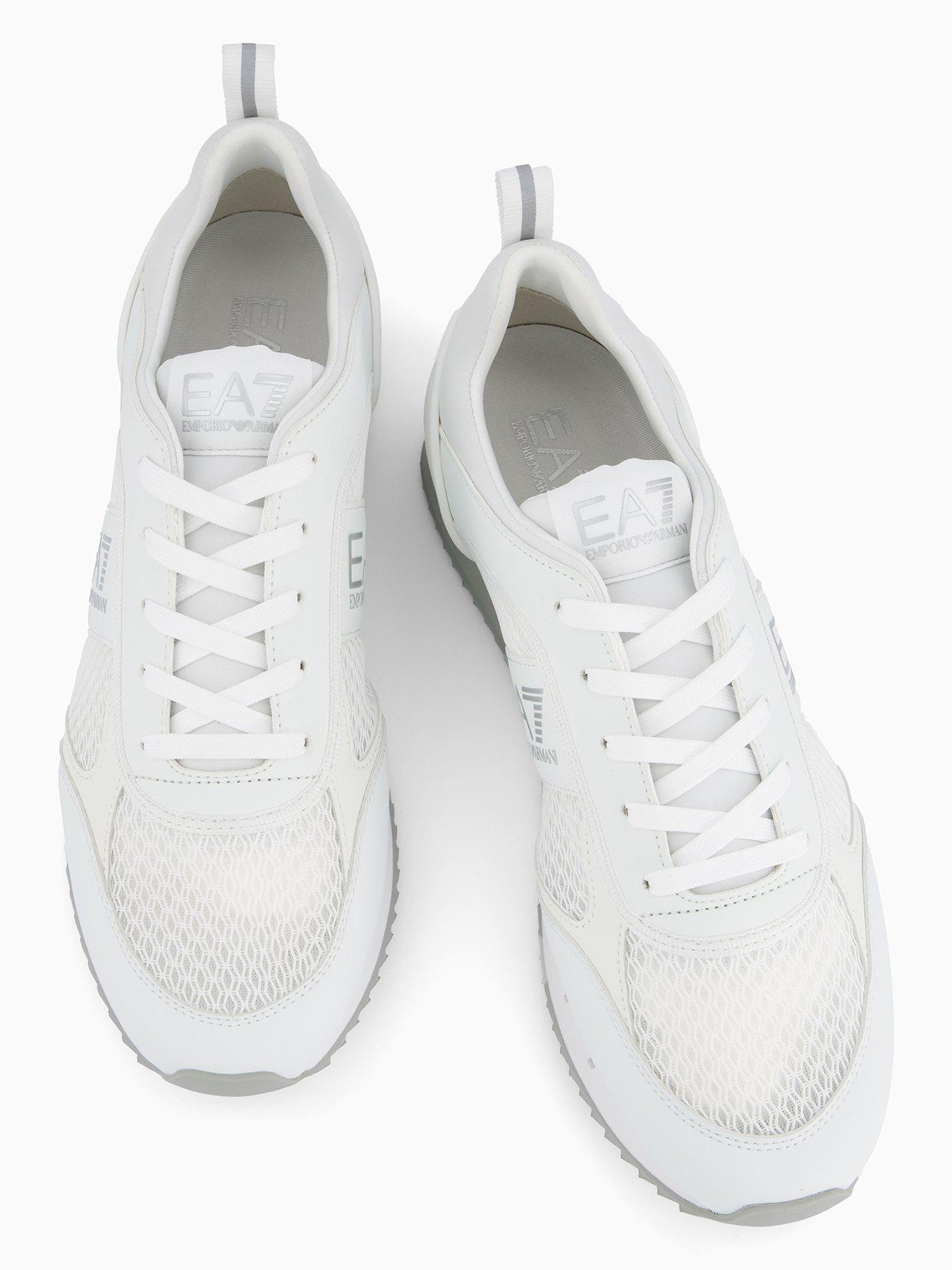 Image 3 of 7 of EA7 Emporio Armani Side Logo Mesh &amp; Pu Runner Trainers - White