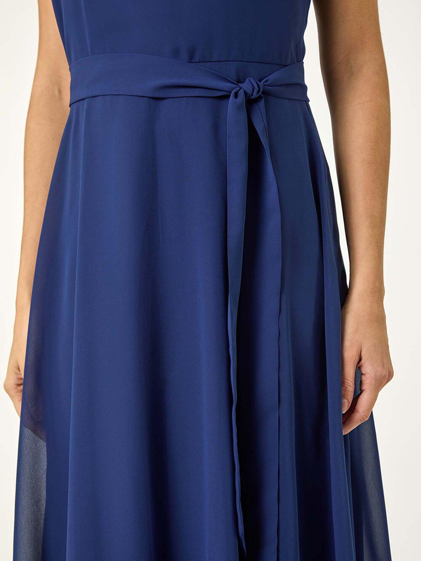 roman-chiffon-pleated-neck-midi-dress-navydetail