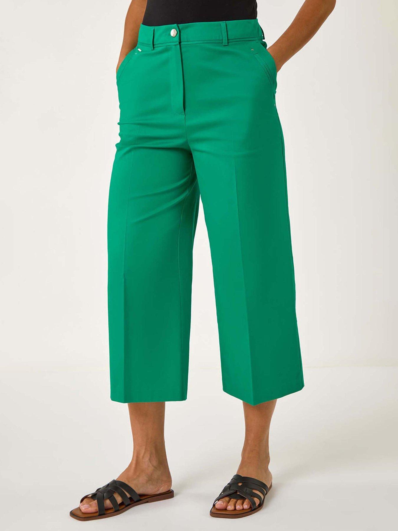 Roman Cotton Culotte Trousers - Green