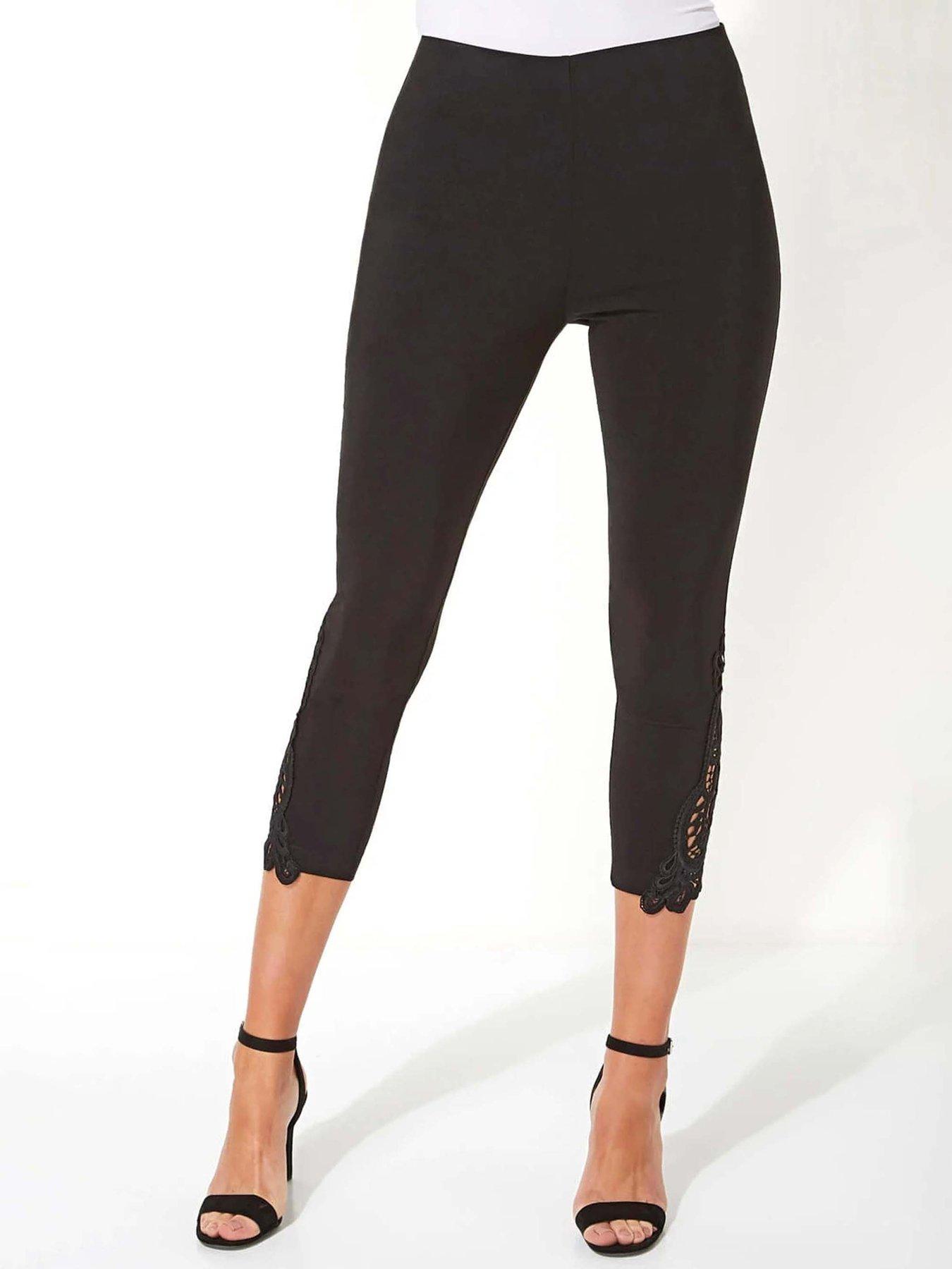 roman-lace-insert-elastic-waist-crop-trousers-blackfront