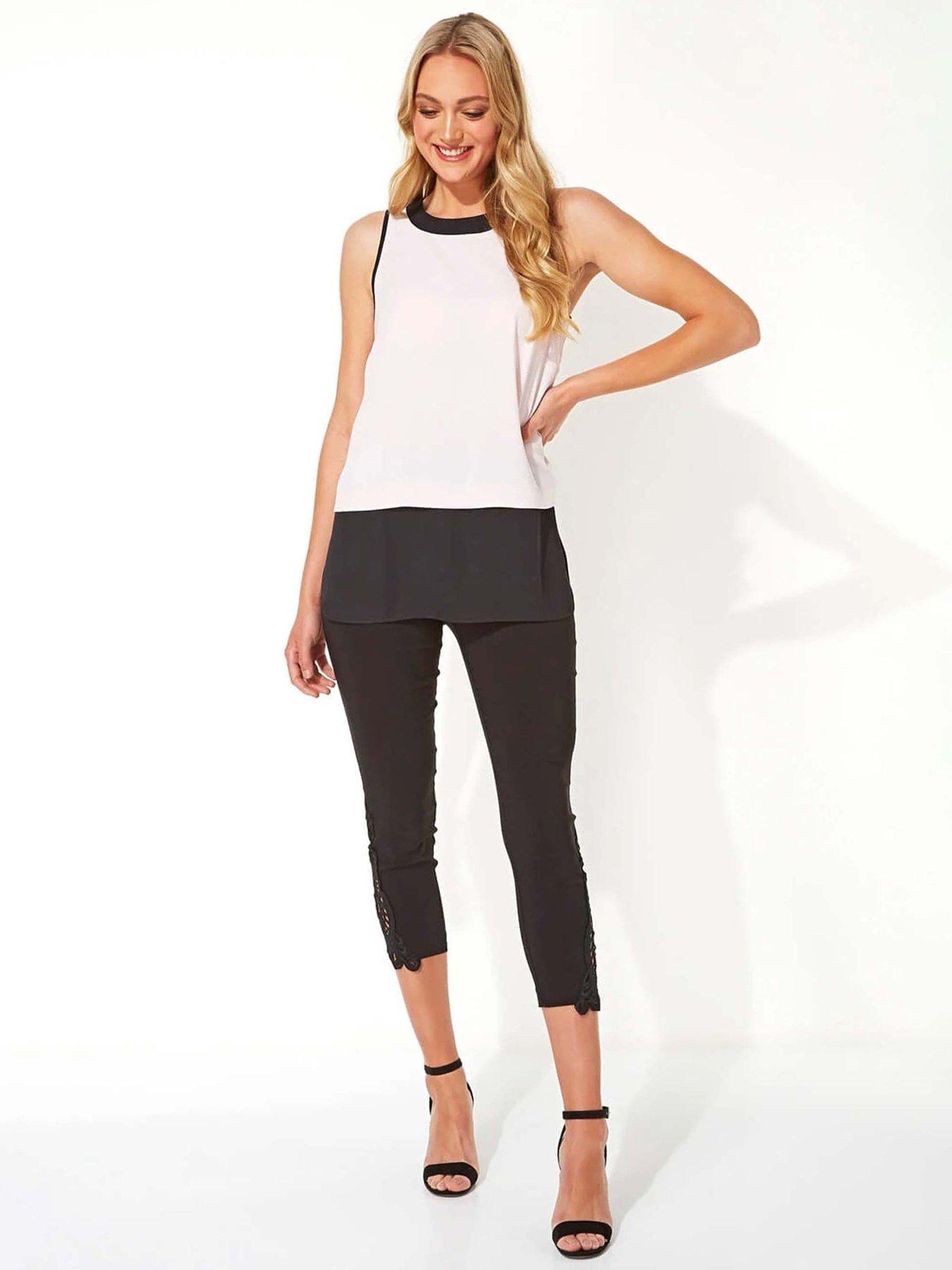 roman-lace-insert-elastic-waist-crop-trousers-blackback