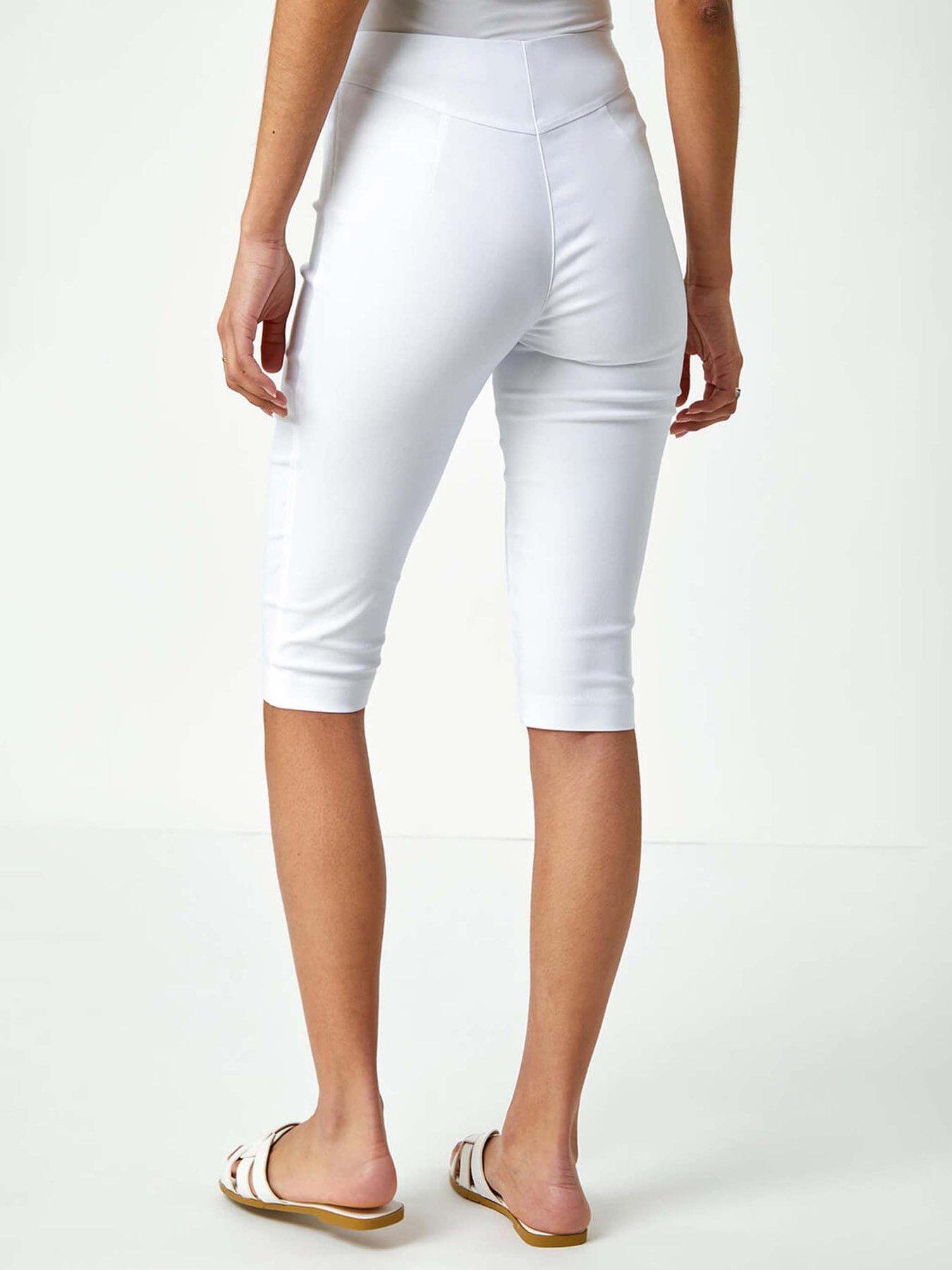 roman-elastic-waist-knee-length-stretch-shorts-whitestillFront