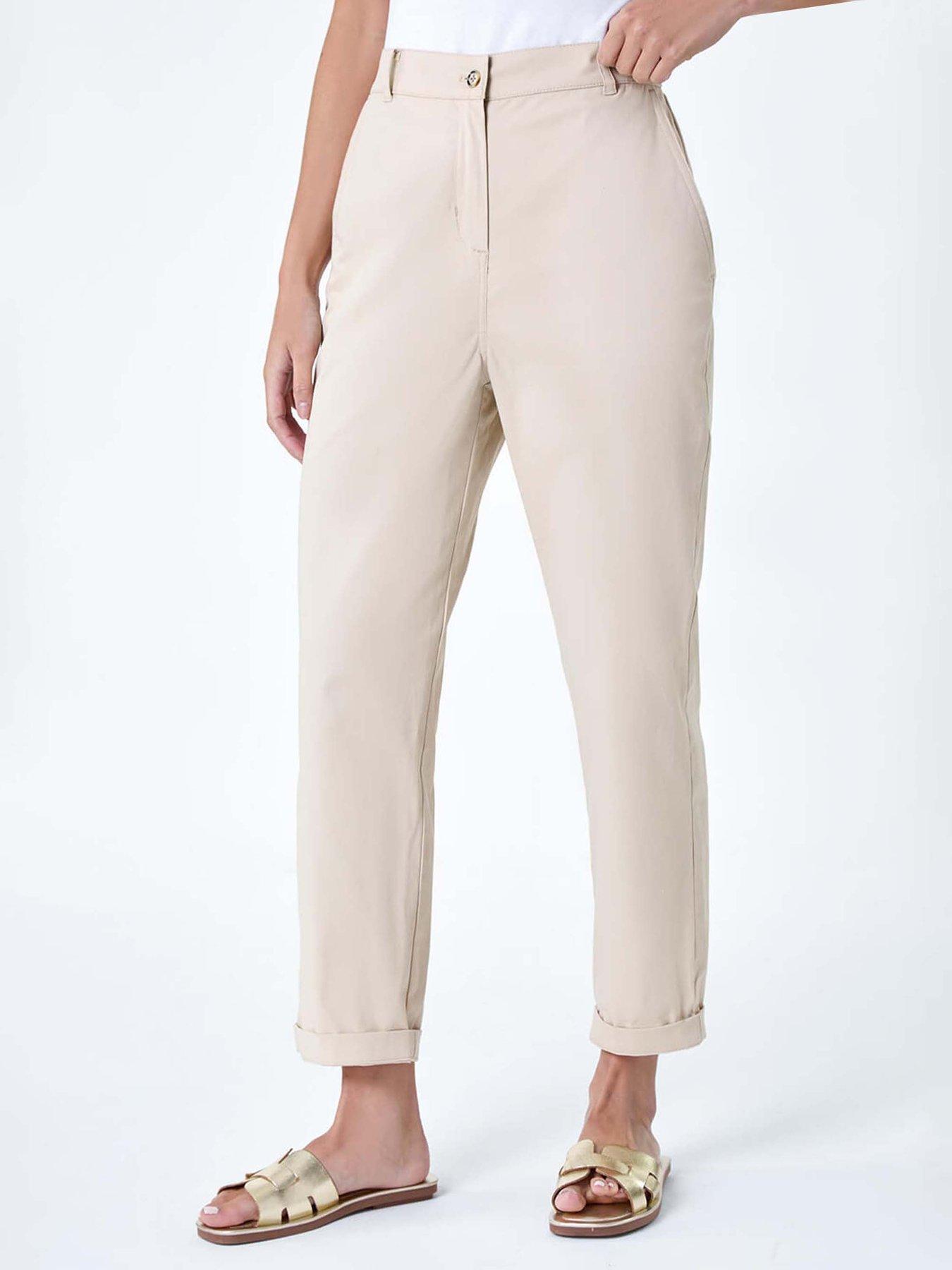 Roman Petite Cotton Blend Stretch Chino Trousers - Stone