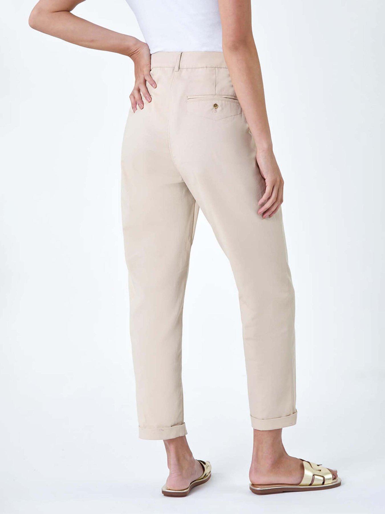 Image 2 of 5 of Roman Petite Cotton Blend Stretch Chino Trousers - Stone