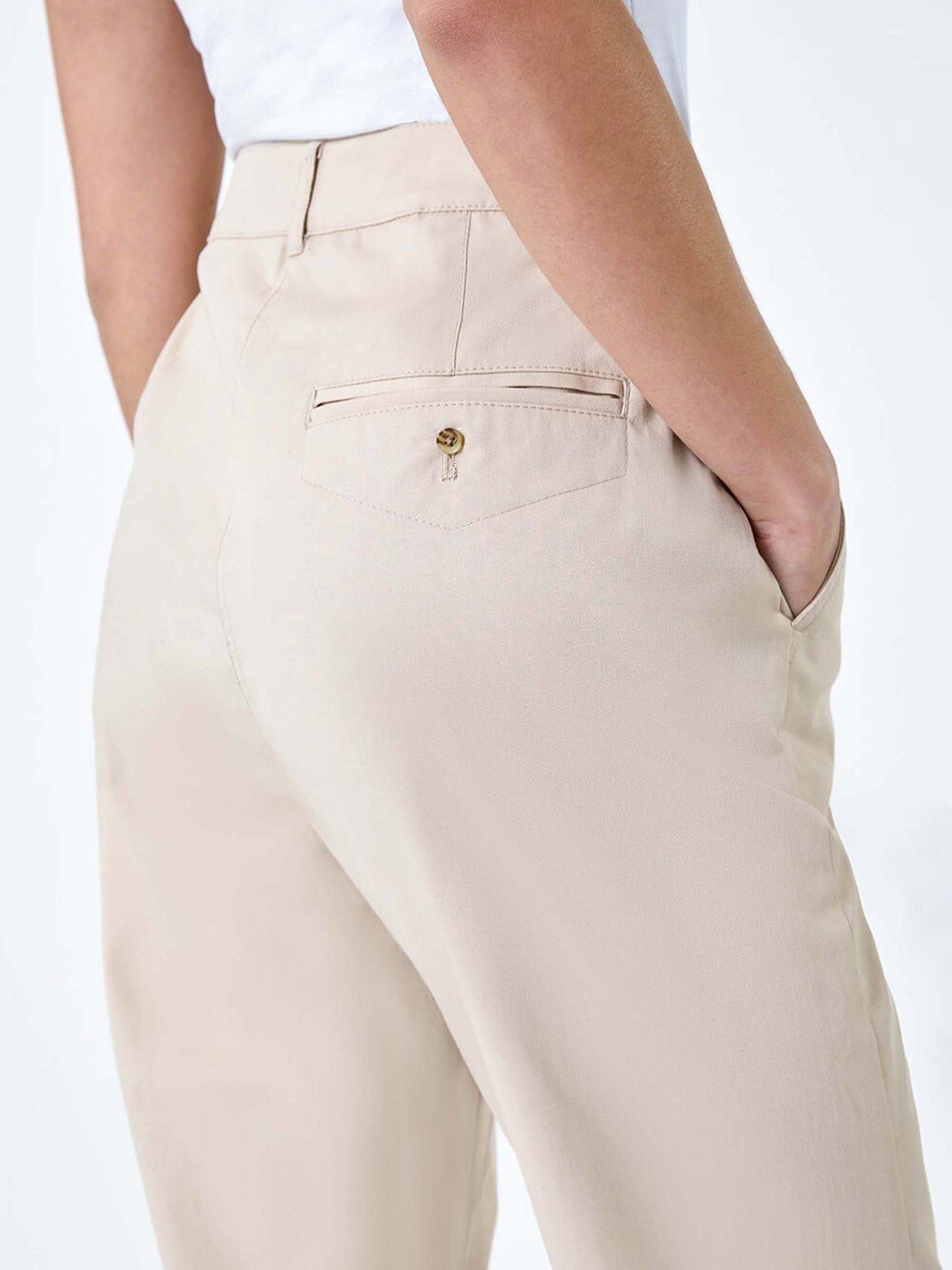 Image 5 of 5 of Roman Petite Cotton Blend Stretch Chino Trousers - Stone