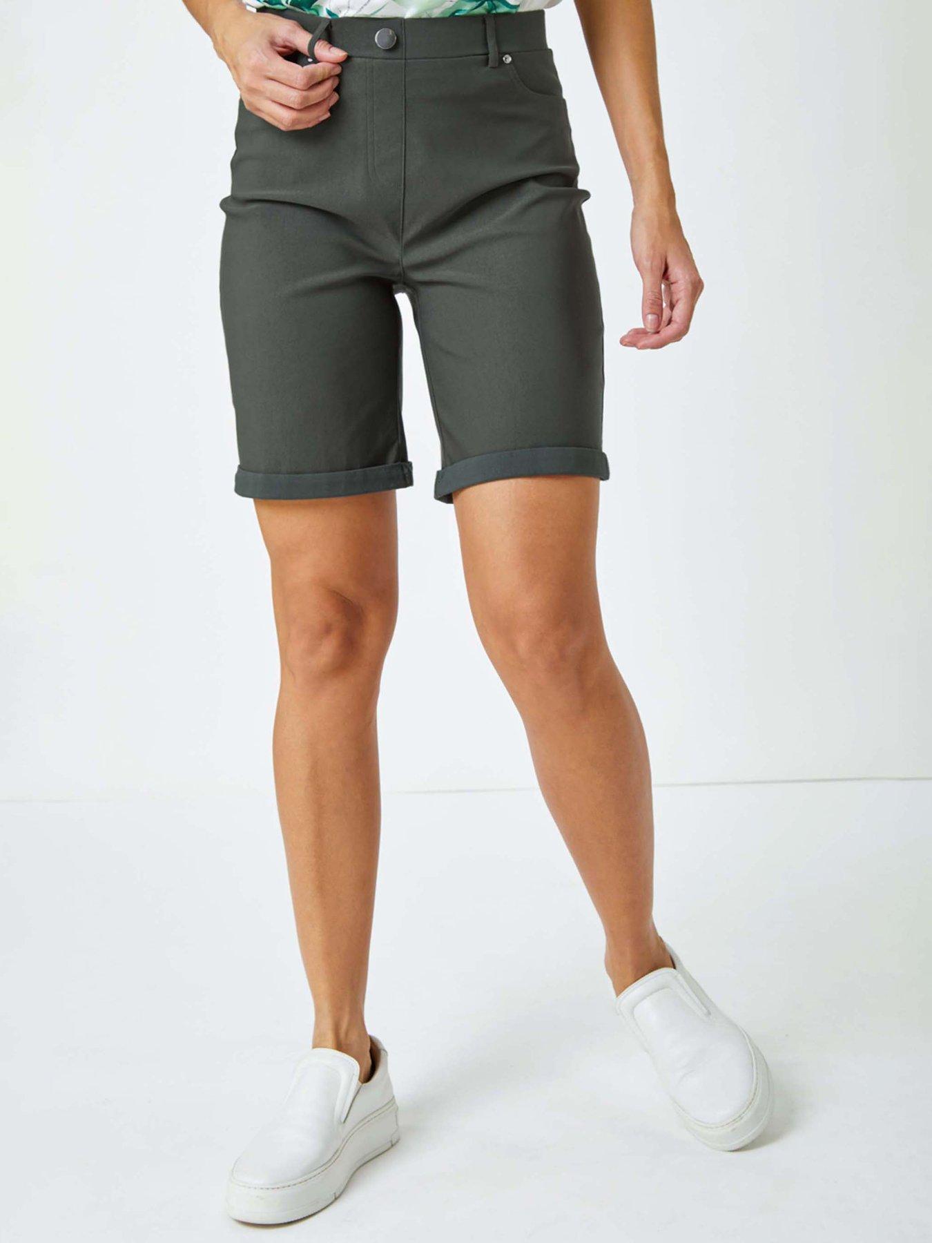 roman-elastic-waist-turn-up-stretch-shorts-forestfront