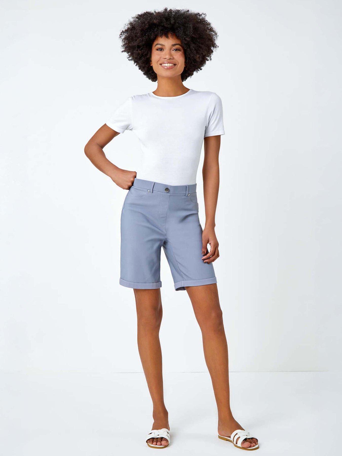 Image 3 of 5 of Roman Turn Up Stretch Shorts - Light Grey