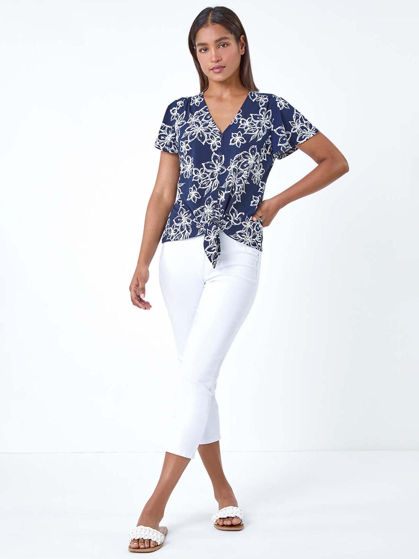 roman-textured-floral-print-tie-front-top-navyback