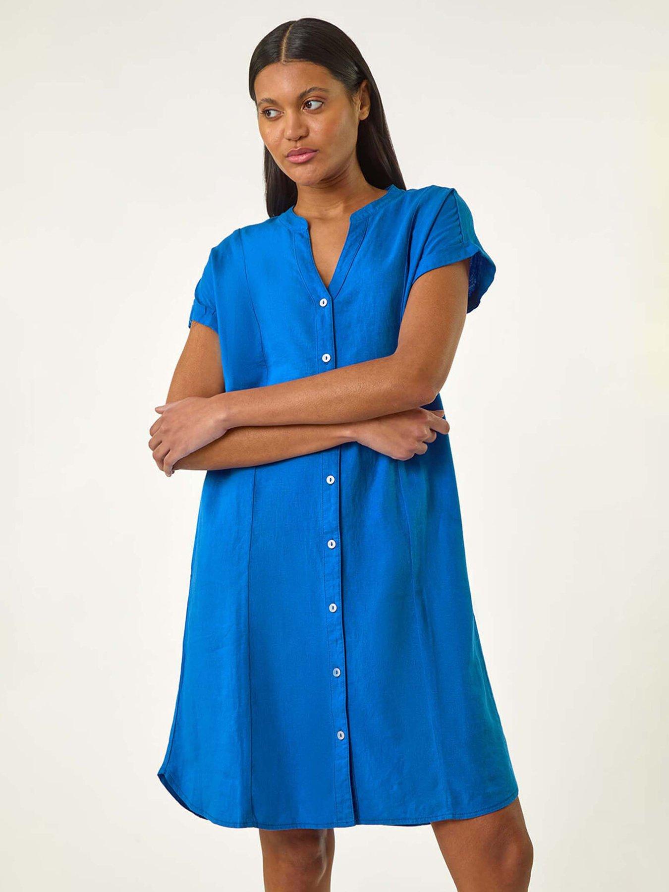 roman-linen-mix-shift-dress-royal-blueback