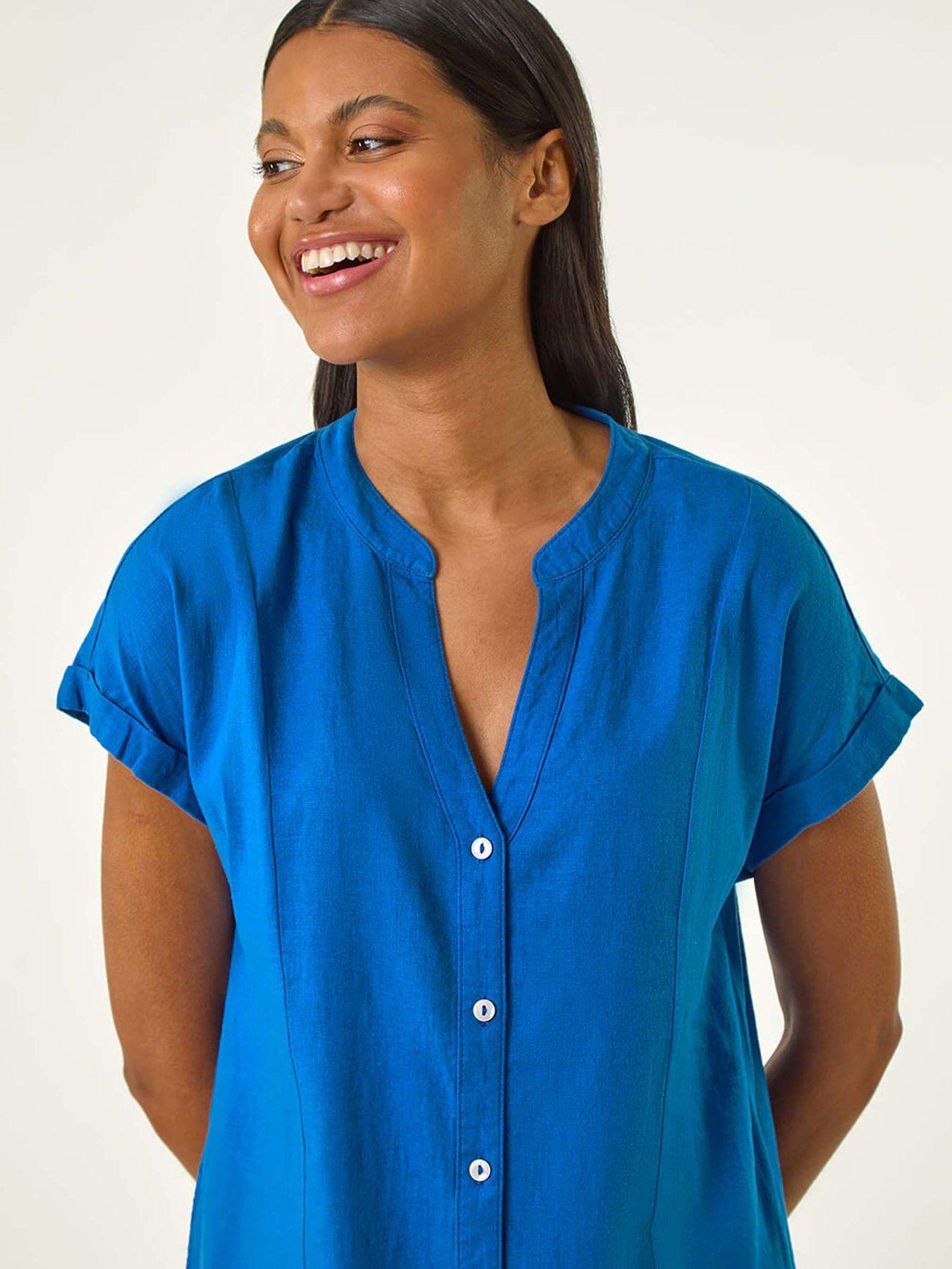 roman-linen-mix-shift-dress-royal-blueoutfit
