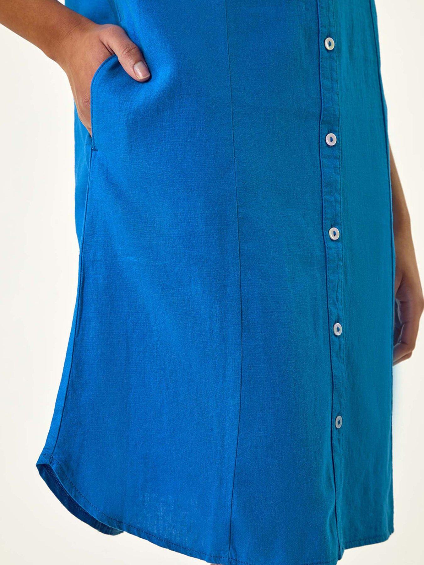 roman-linen-mix-shift-dress-royal-bluedetail