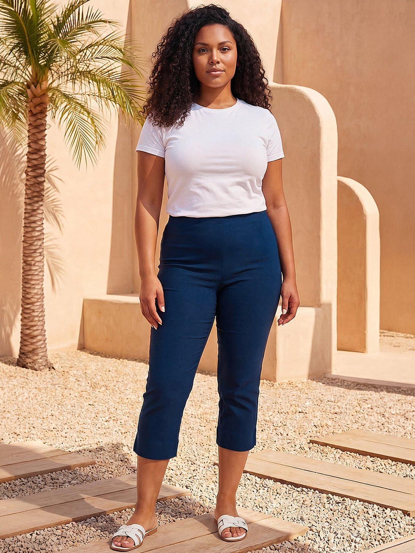 Roman Curve Cropped Stretch Trouser - Midnight Blue