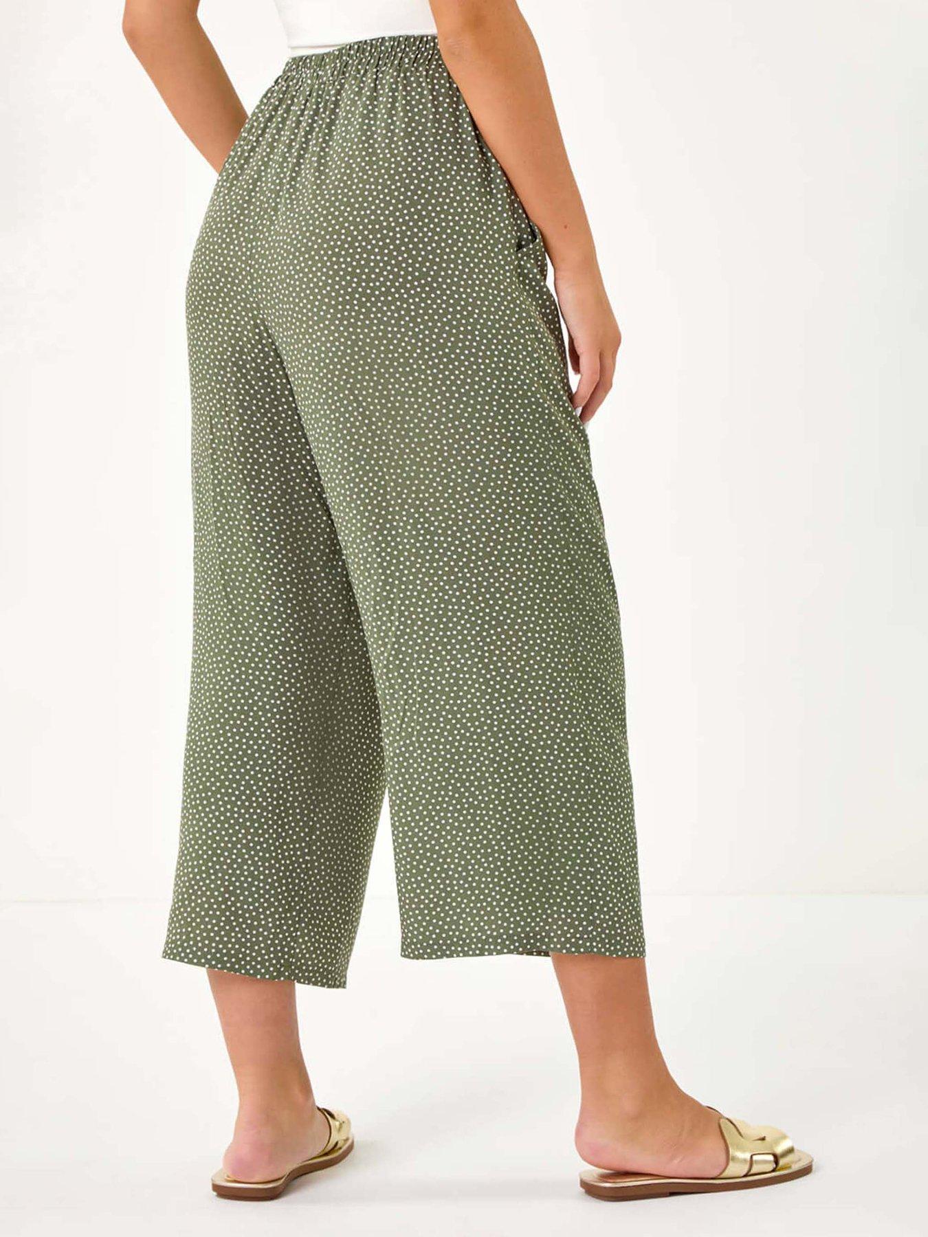 roman-petite-spot-print-stretch-culottes-khakistillFront