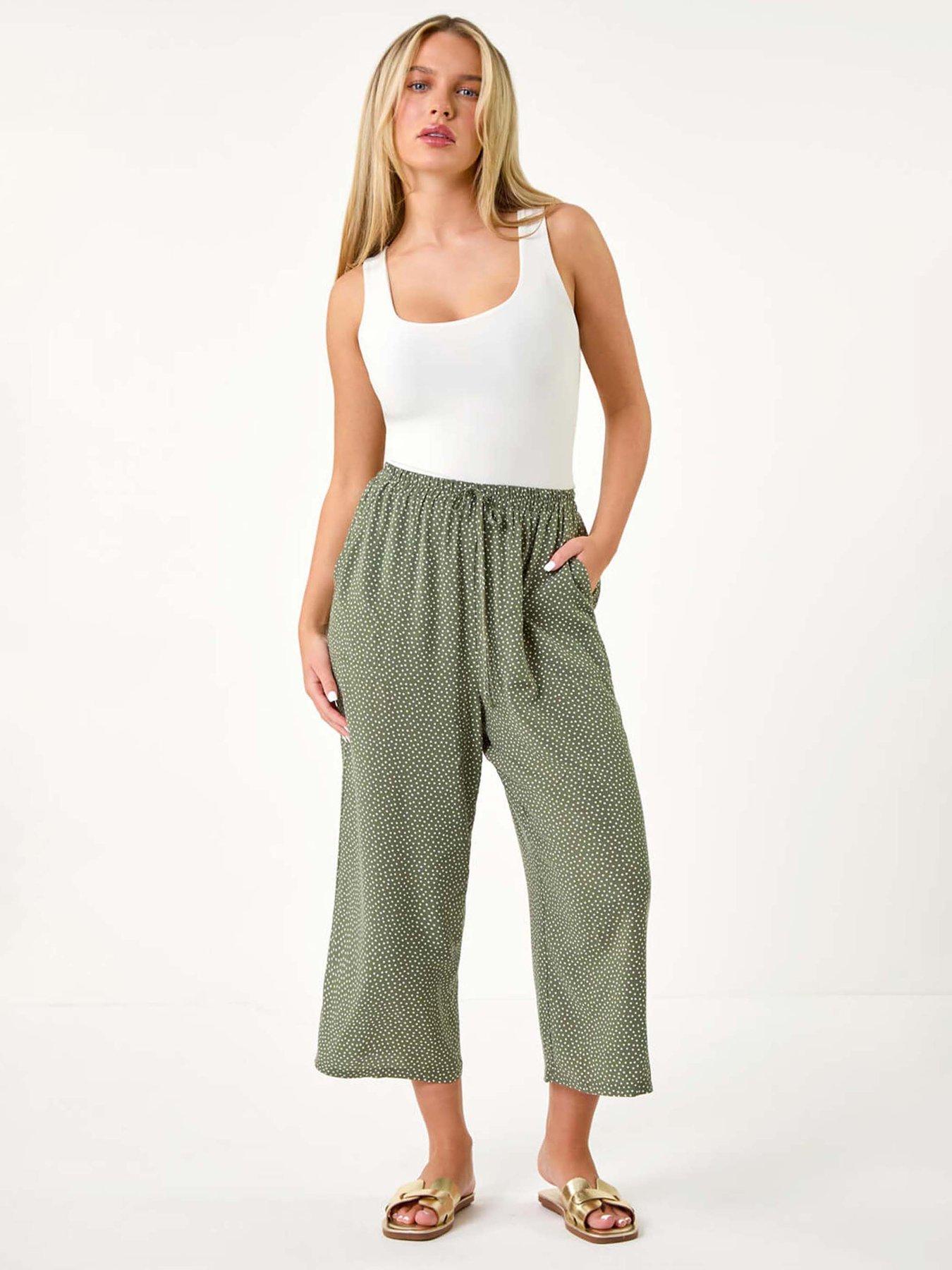 roman-petite-spot-print-stretch-culottes-khakiback