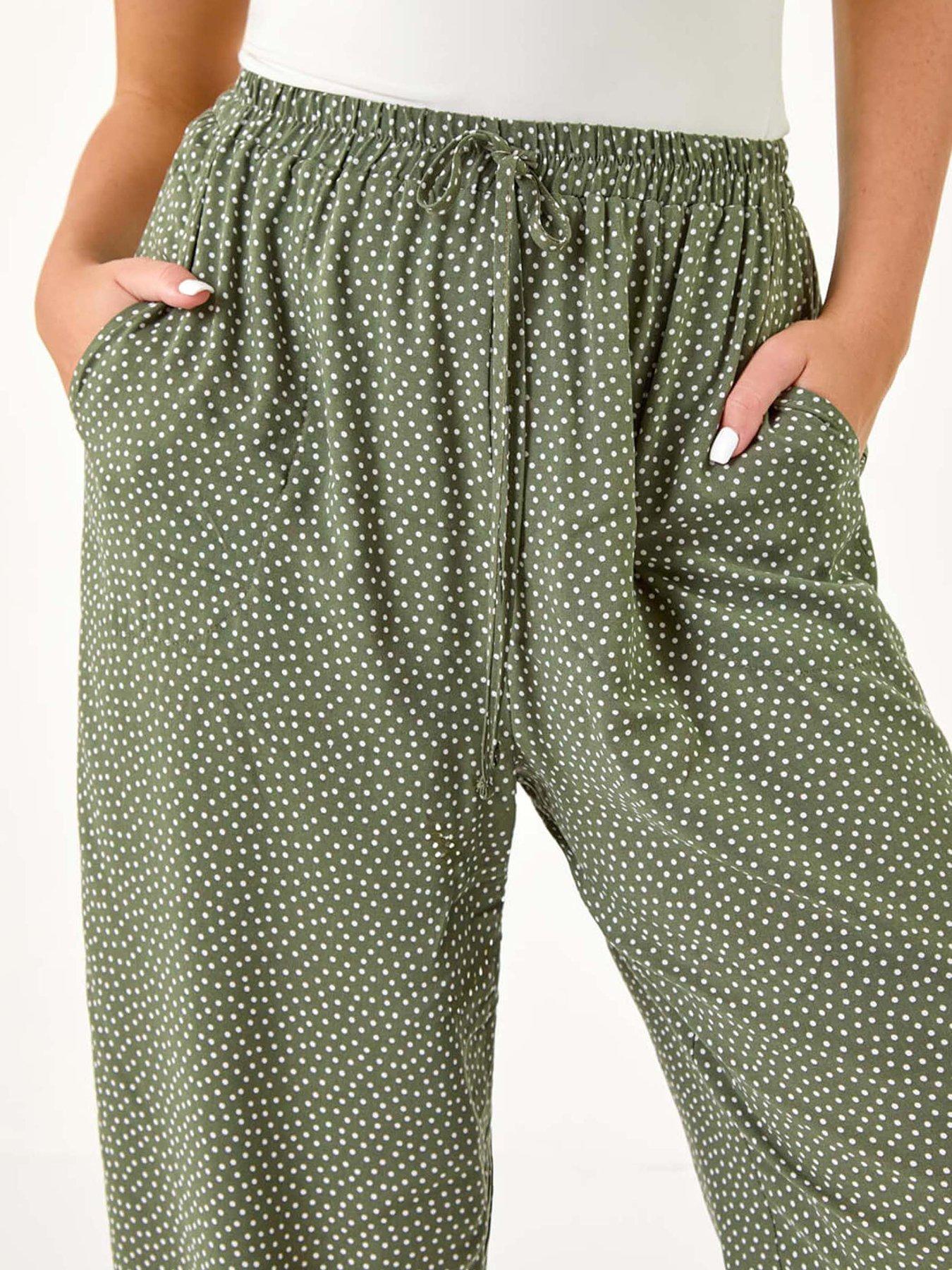 roman-petite-spot-print-stretch-culottes-khakidetail