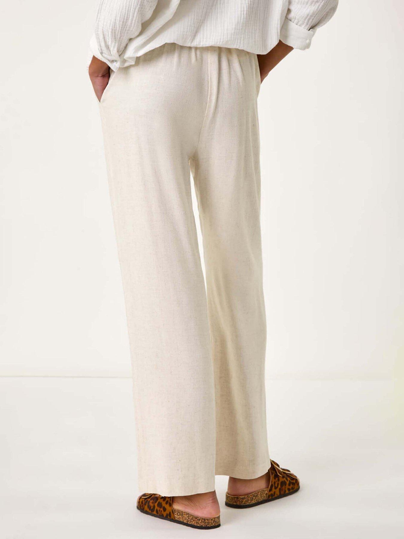 Image 2 of 5 of Roman Full Length Linen Blend Trousers - Stone
