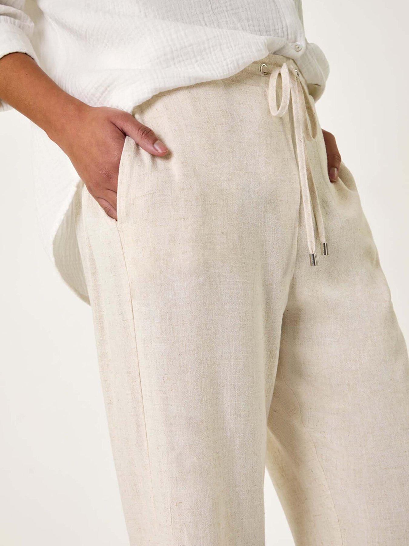 Image 5 of 5 of Roman Full Length Linen Blend Trousers - Stone