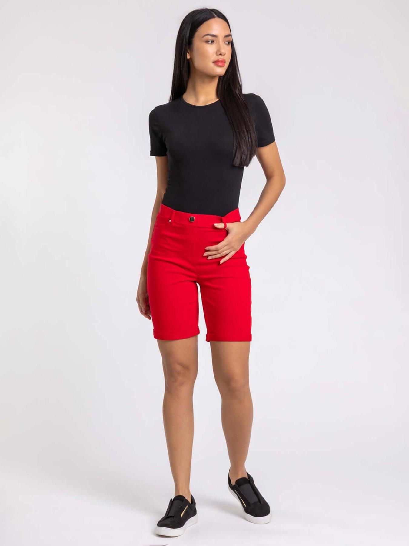 roman-turn-up-stretch-shorts-redfront