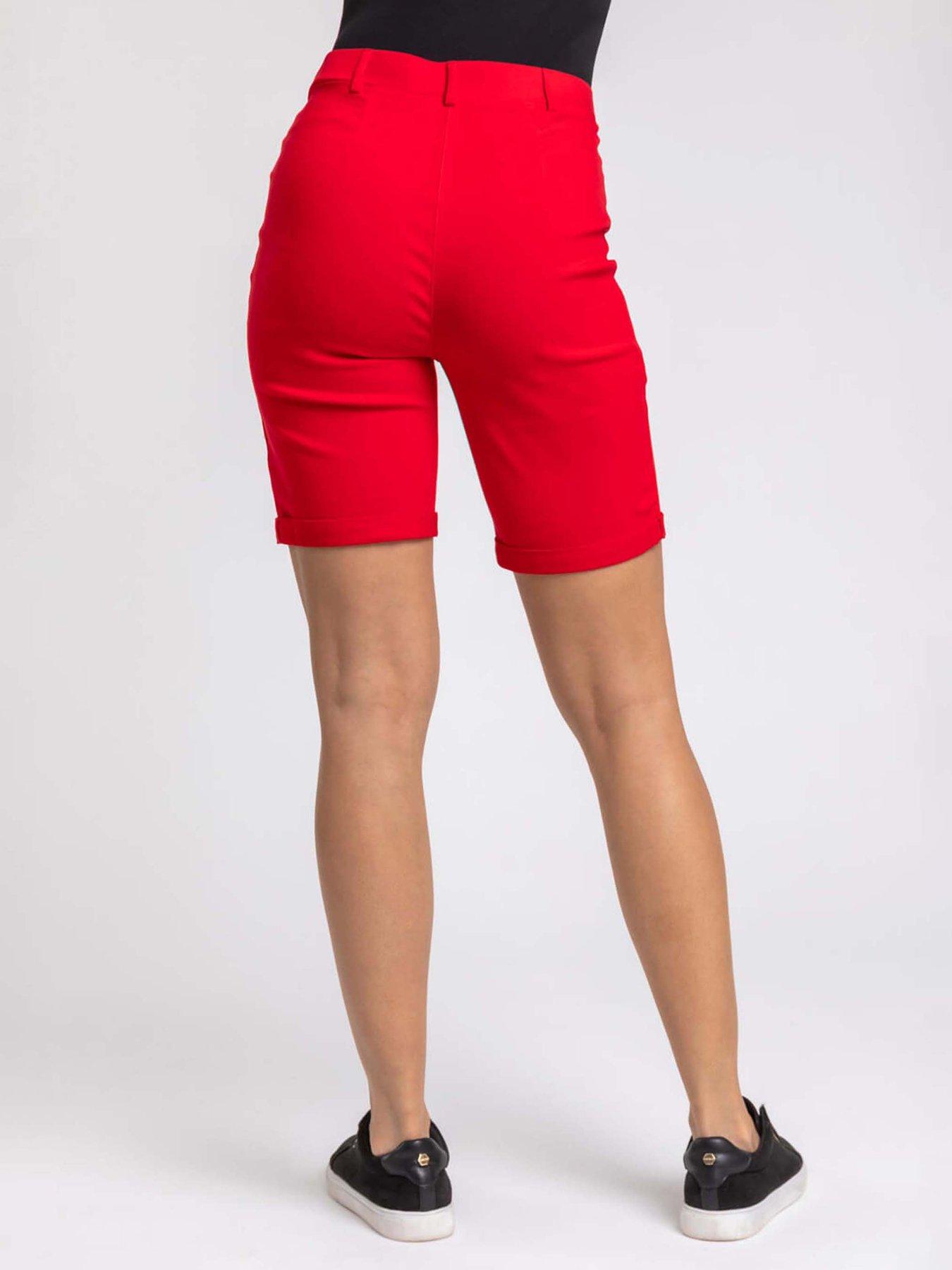 roman-turn-up-stretch-shorts-redstillFront