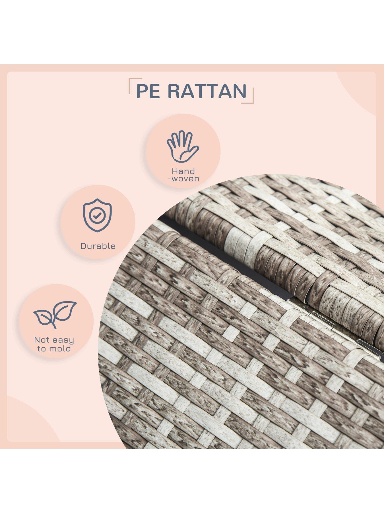 Image 5 of 7 of PawHut Rattan Pet Bed with Soft Cushion- Dark Grey