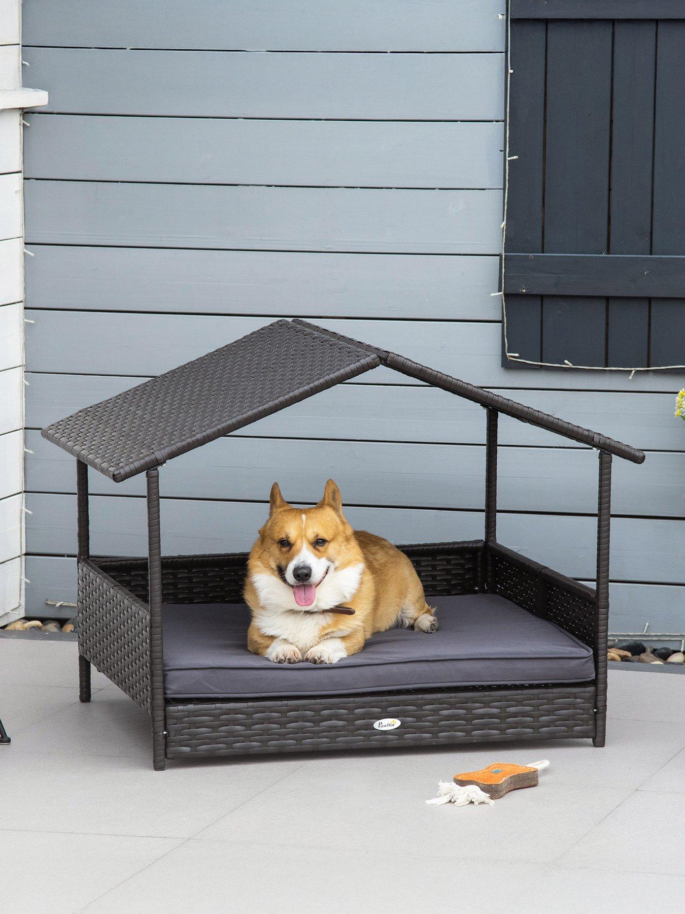 pawhut-rattan-pet-bed-with-soft-cushion--grey