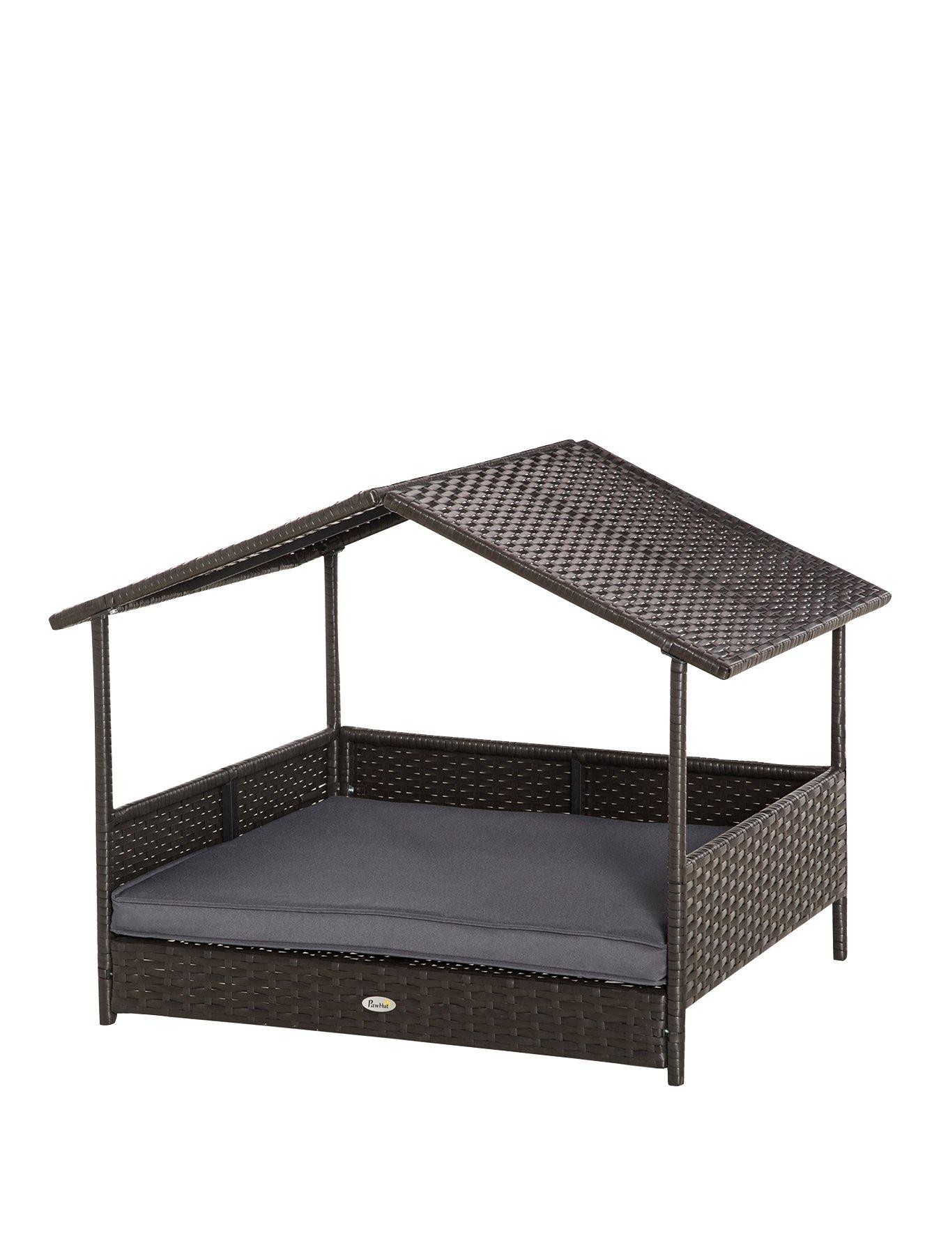 pawhut-rattan-pet-bed-with-soft-cushion--greystillFront