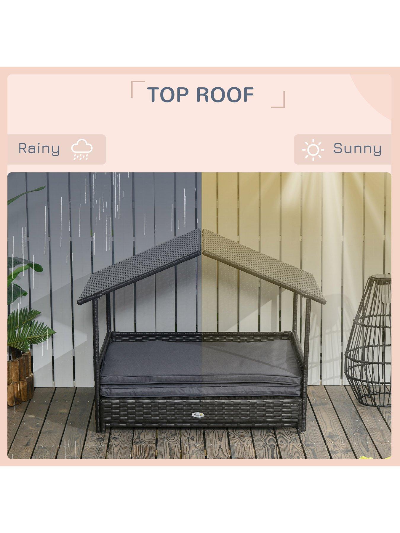 pawhut-extendable-rattan-pet-bed-with-water-resistant-roof--greydetail