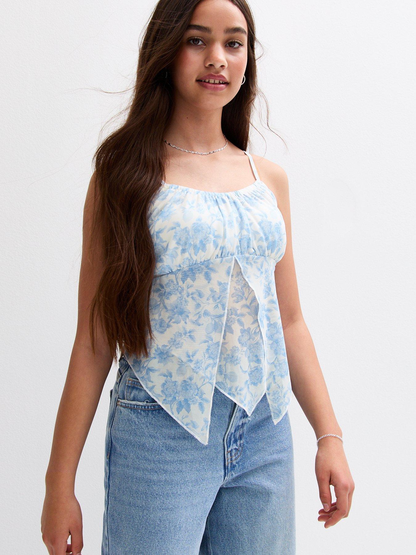 New Look 915 Tilly Mesh Hanky Hem Camisole Top - White