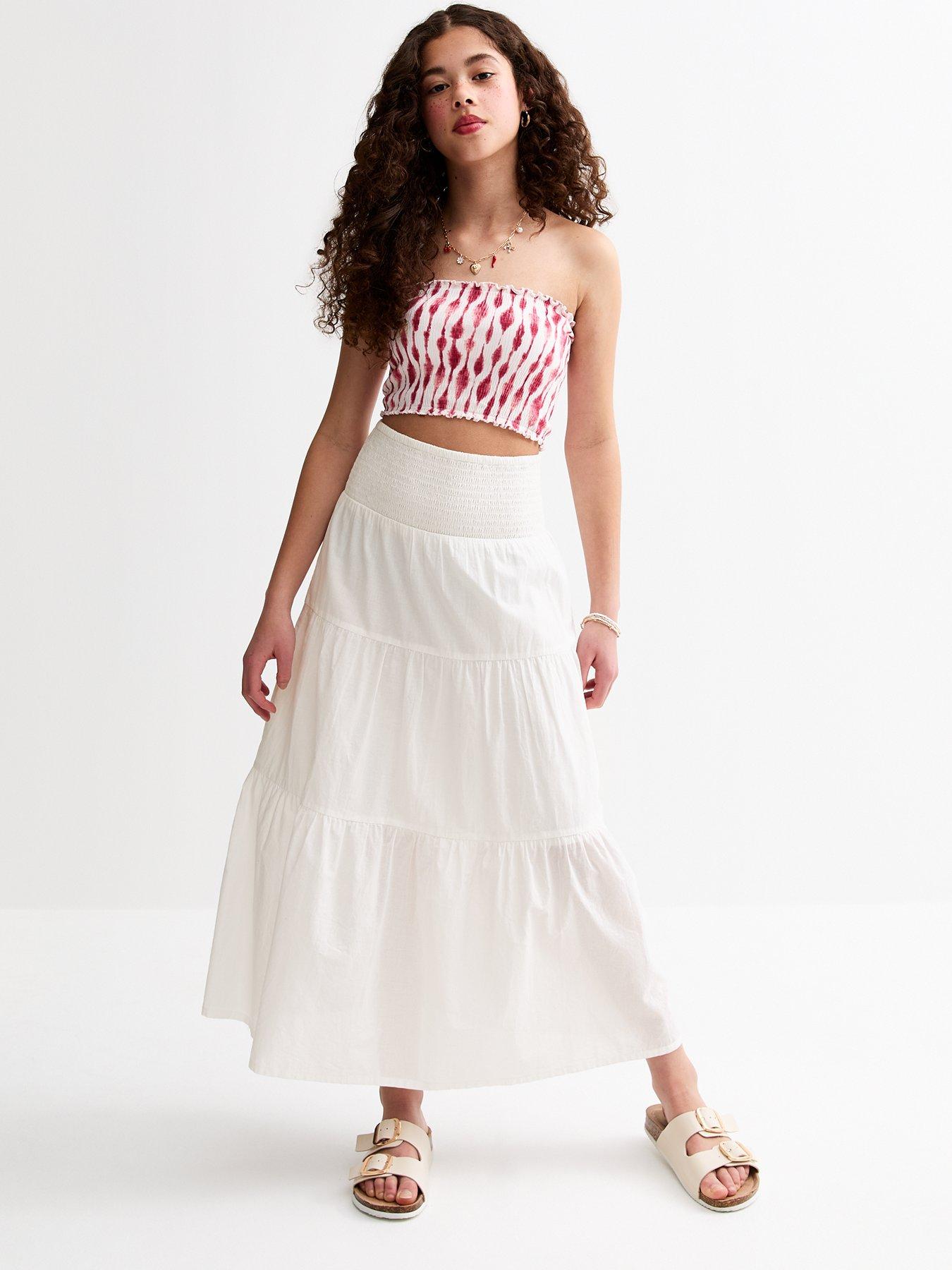 New Look 915 Tiered Maxi Skirt - White