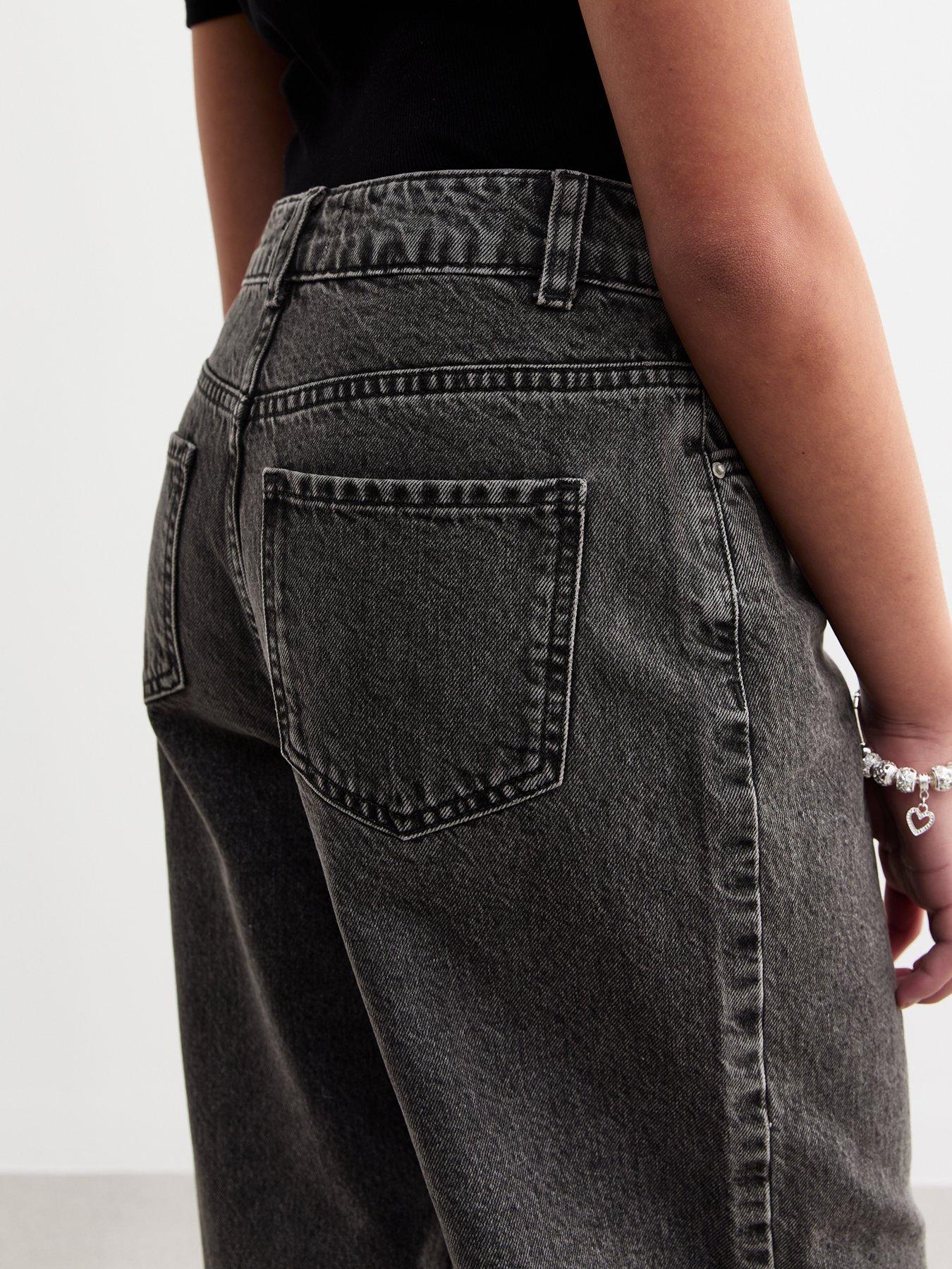 Image 4 of 5 of New Look 915 Trinity Ripped Wide Leg Jeans - Black