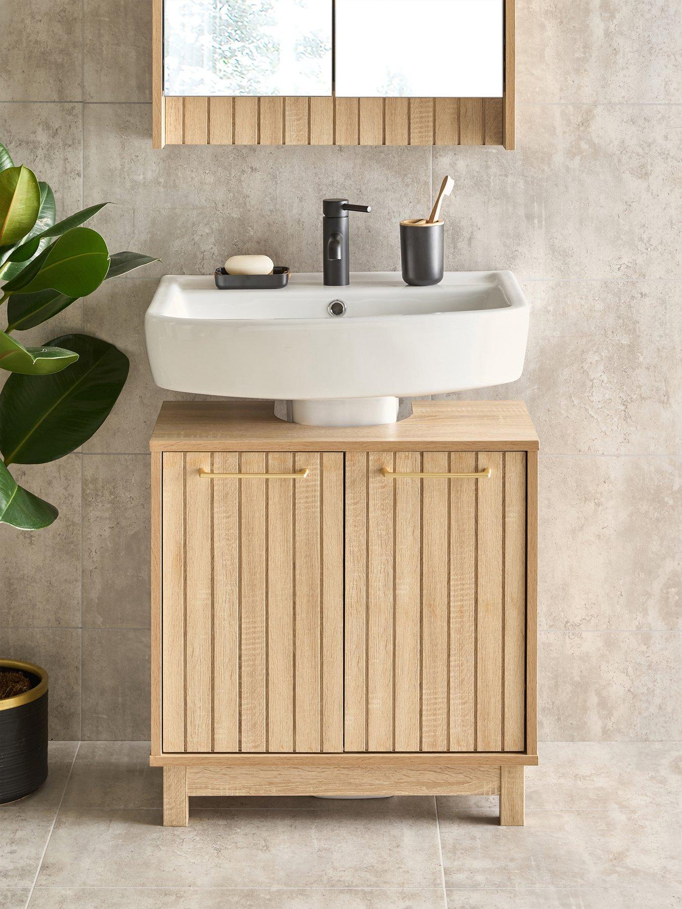The Very Collection Lotus Panelled Under Sink Bathroom Cabinet - Oak - FSC® Certified