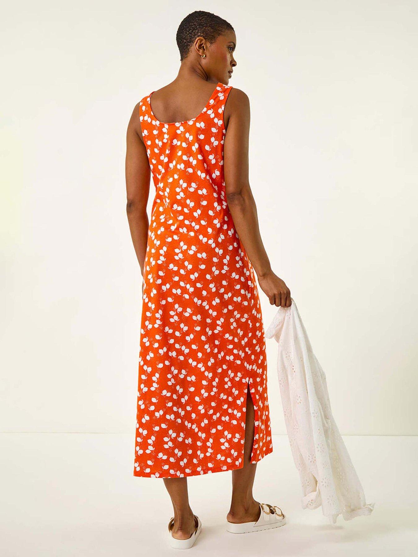 Image 2 of 4 of Roman Lemon Print Maxi Dress - Orange