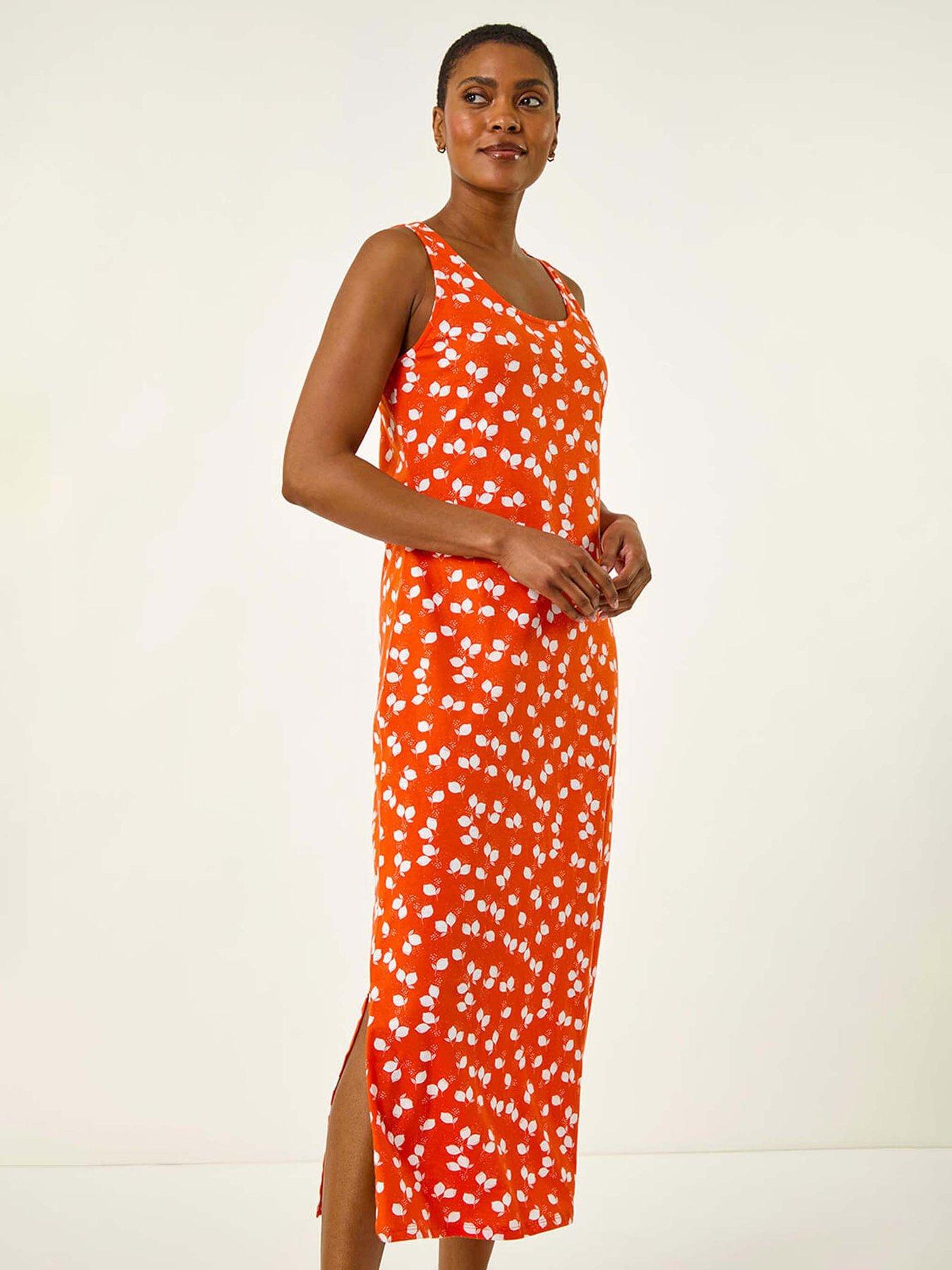 Image 3 of 4 of Roman Lemon Print Maxi Dress - Orange