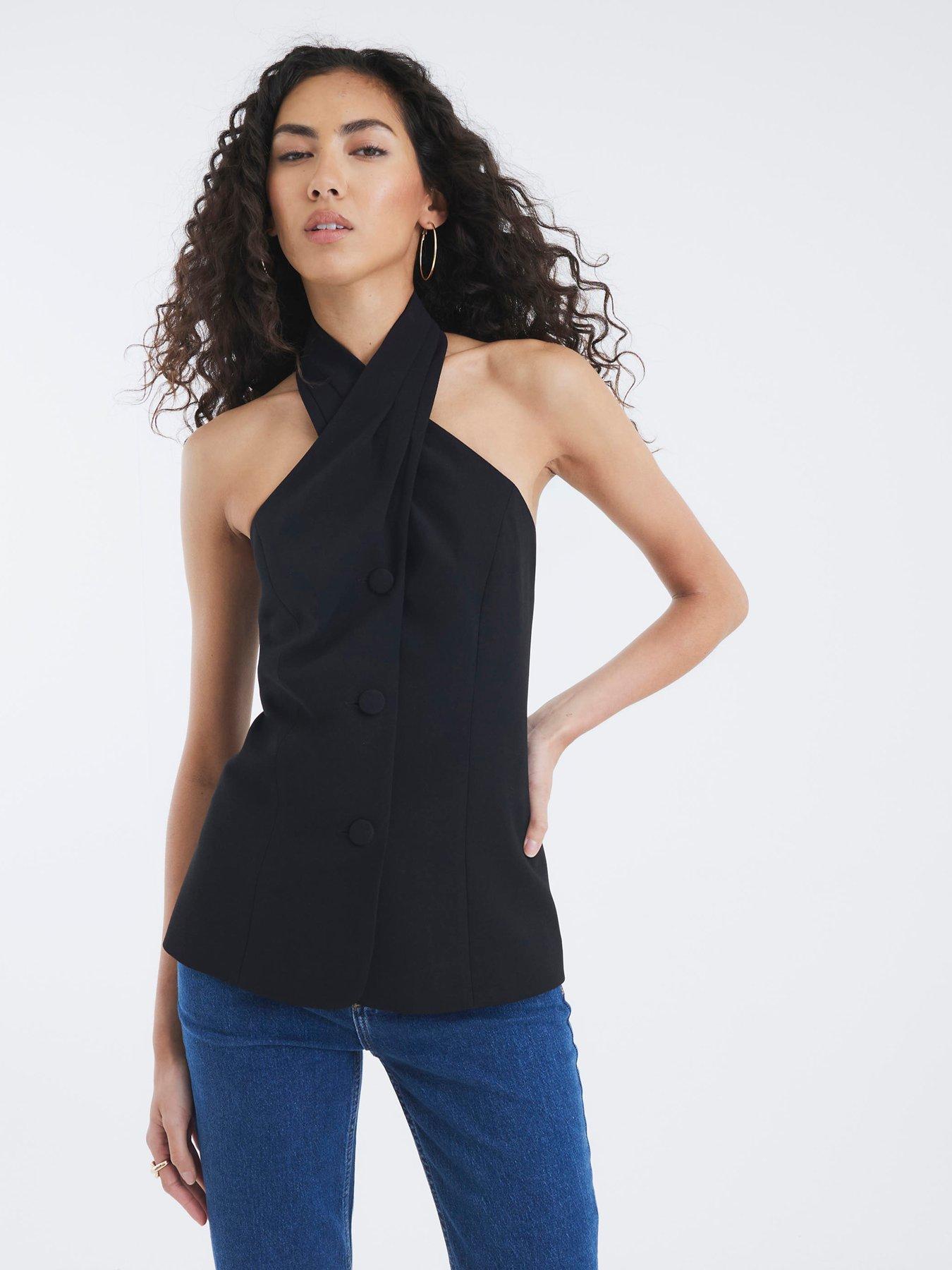 River Island Halterneck Waistcoat - Black