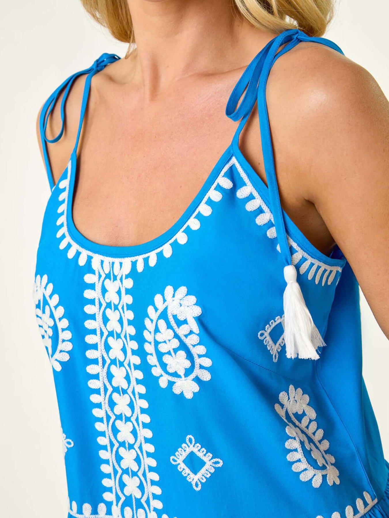 roman-petite-strappy-trim-detail-tiered-dress-bluedetail