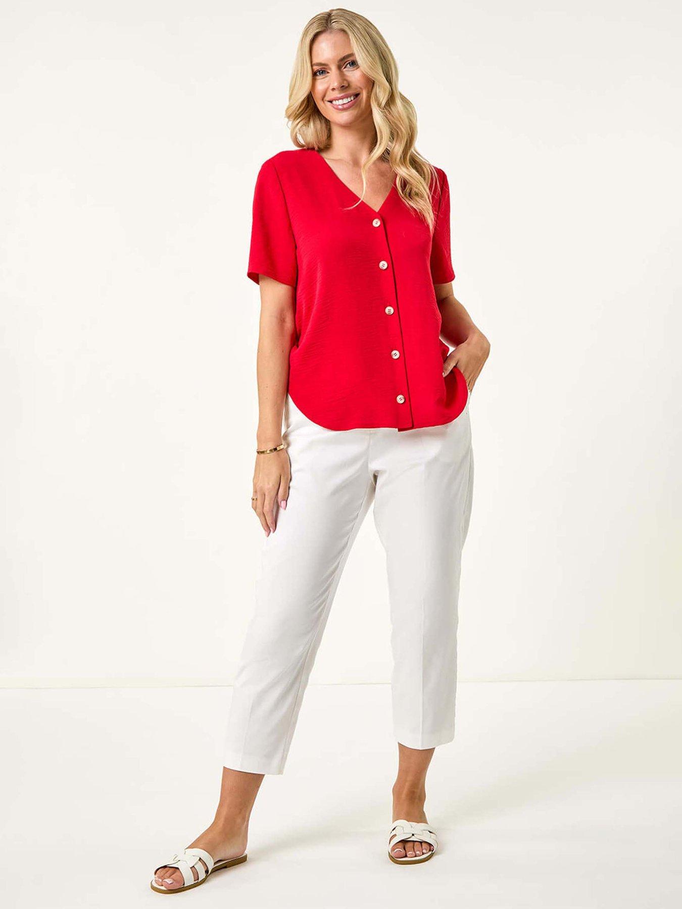 Image 3 of 5 of Roman Petite Button Through Blouse - Red