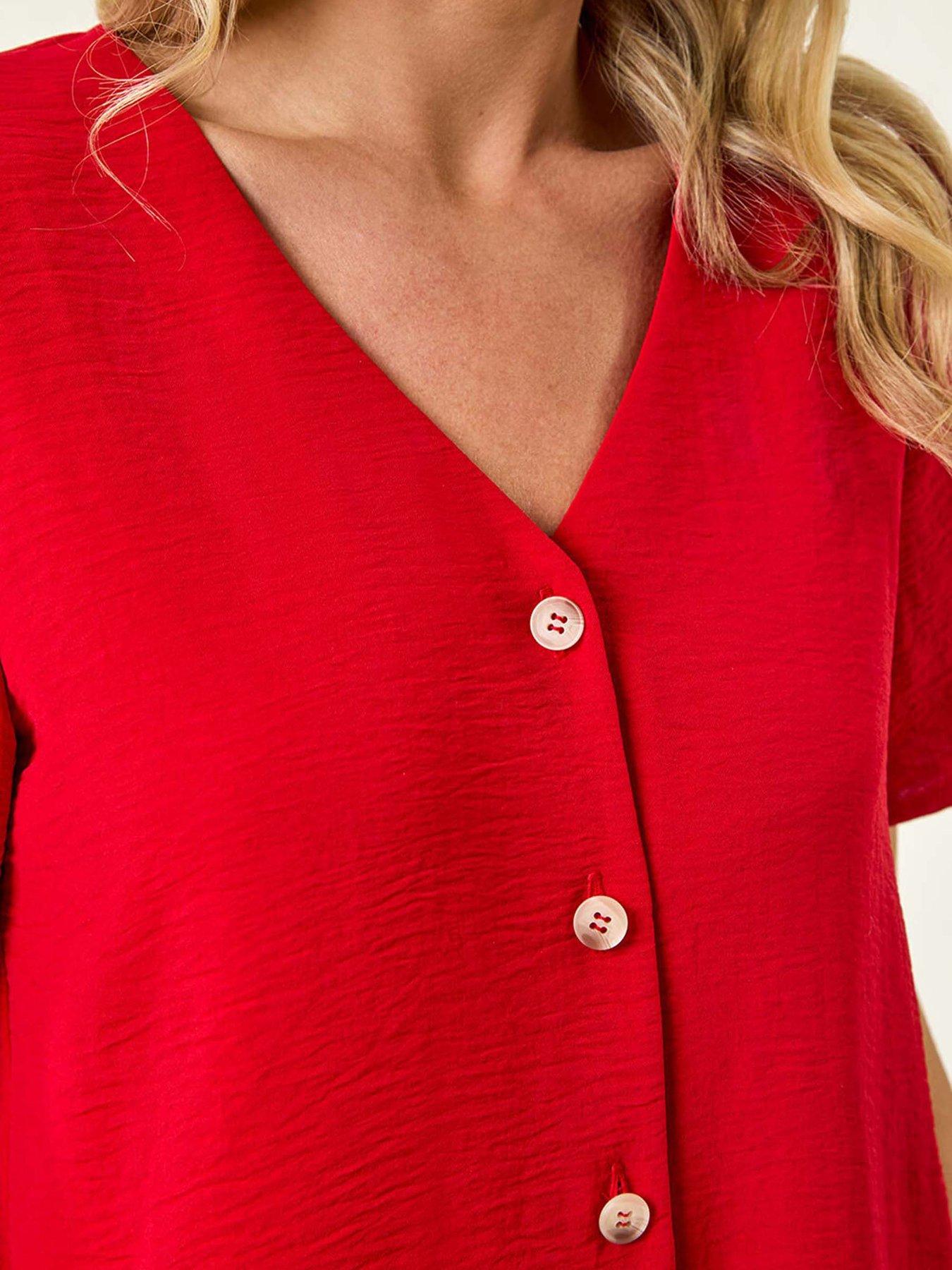 Image 5 of 5 of Roman Petite Button Through Blouse - Red