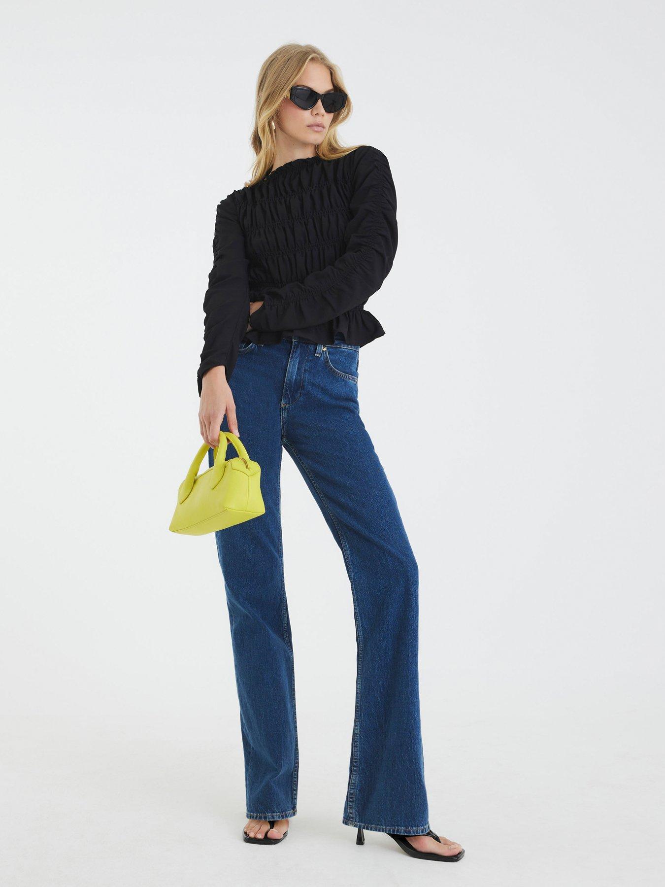 river-island-all-over-shirred-top-blackback