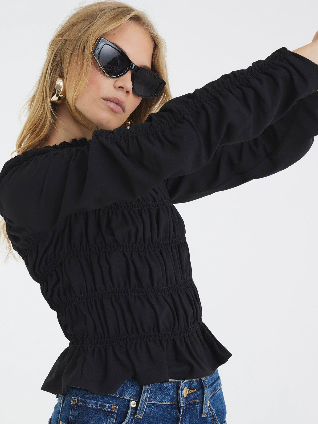 river-island-all-over-shirred-top-blackoutfit