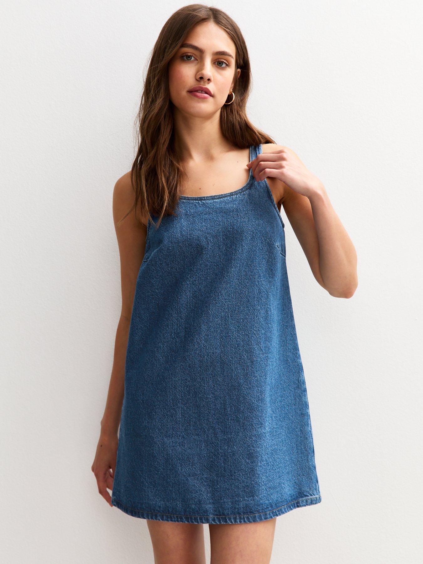 New Look Blue A Line Denim Dress
