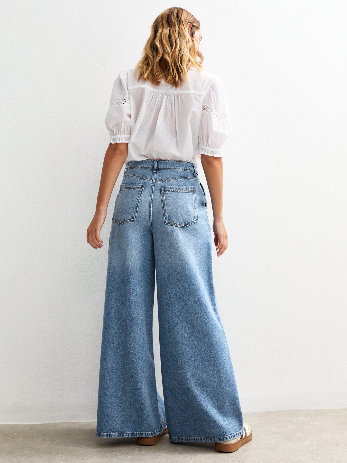 Image 2 of 6 of New Look Palazzo Wide Leg Jeans - Blue