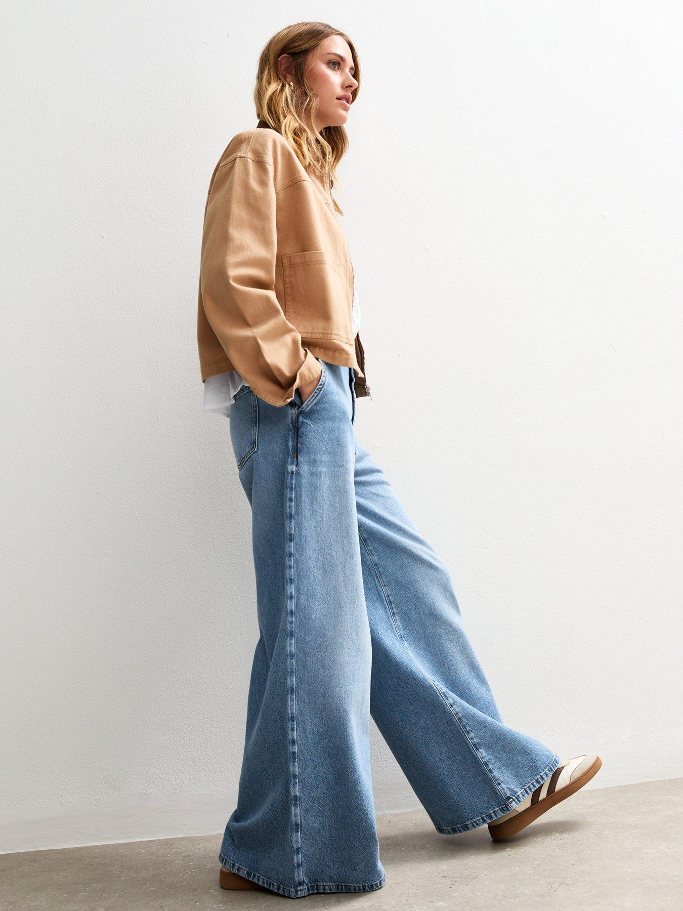 Image 3 of 6 of New Look Palazzo Wide Leg Jeans - Blue