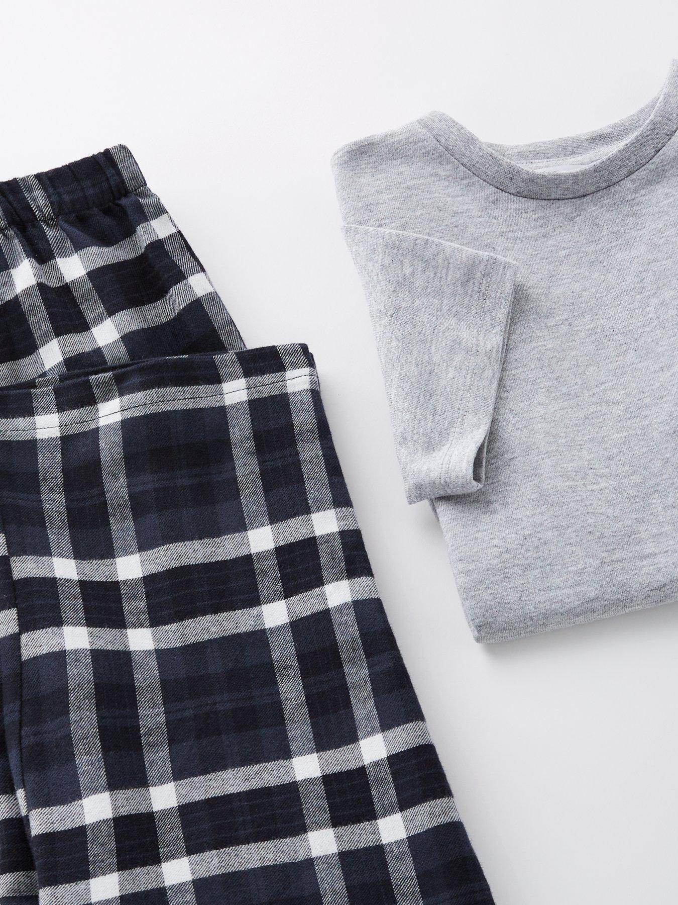 Image 4 of 4 of The Very Collection Boys Short Sleeve Tshirt And Check Woven Bottom Pyjama Set