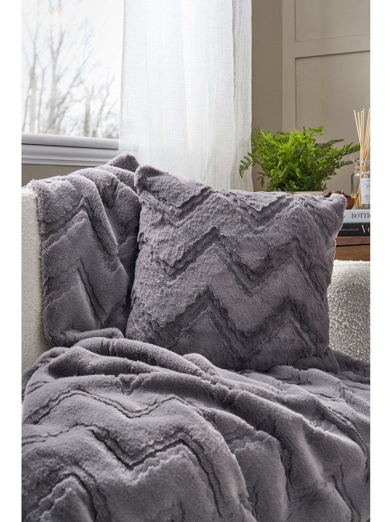 Image 5 of 5 of The Very Collection Chevron Faux Fur Throw