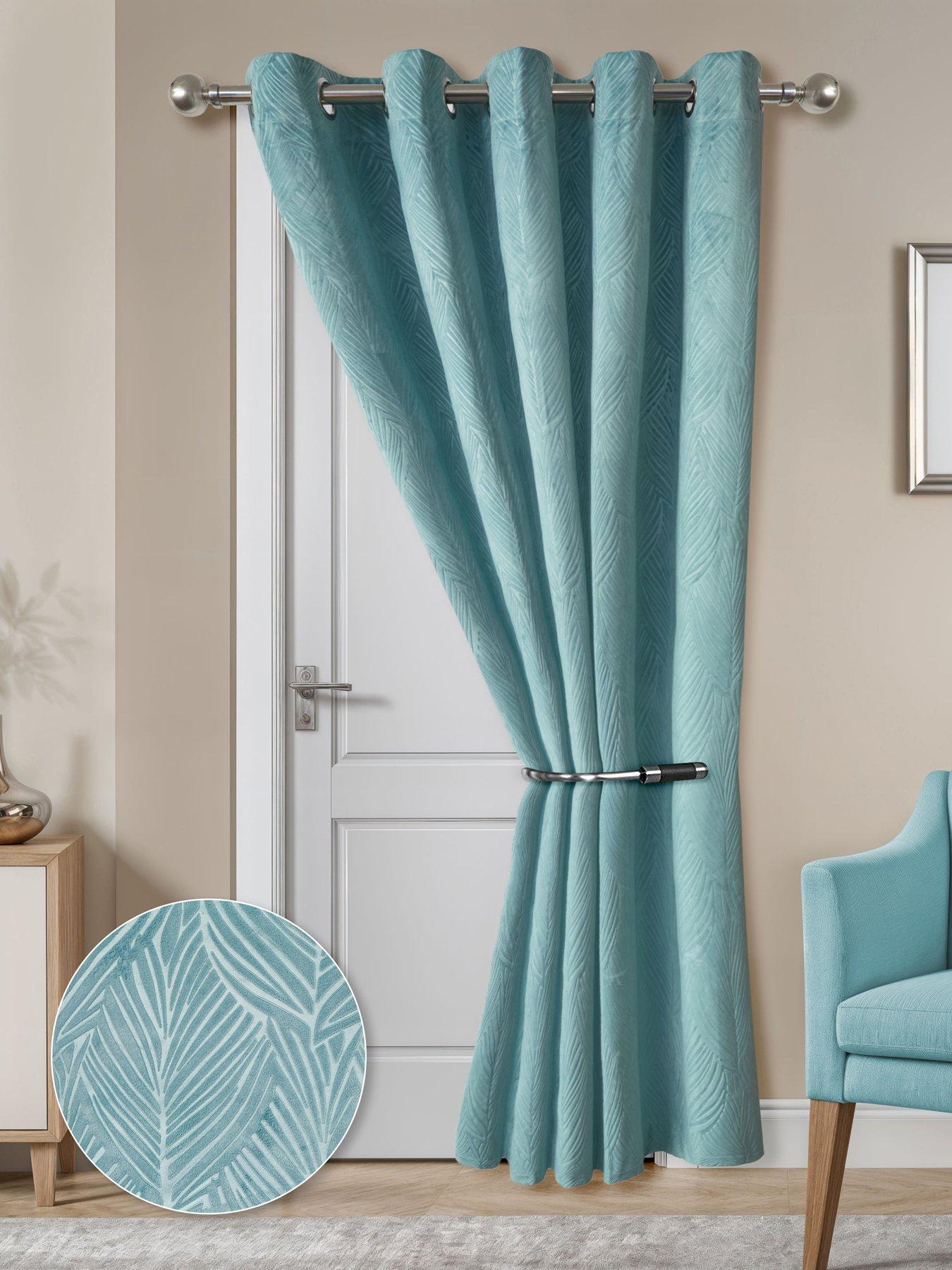 Very Home Leaf Velvet Eyelet Door 46x84 Blackout